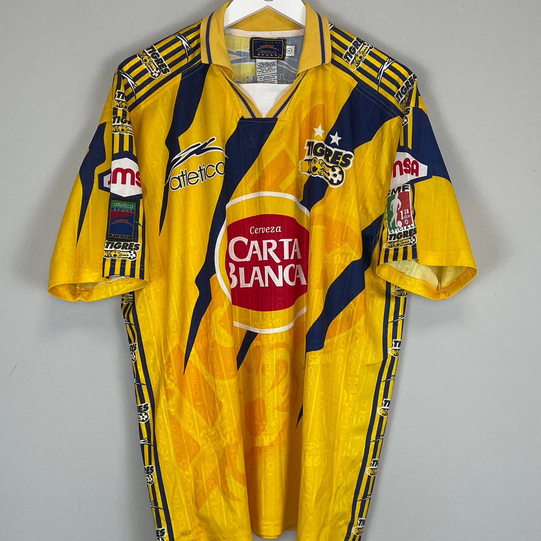 Shop 1997/98 TIGRES HOME SHIRT (L) ATLETICA, classic football shirts, vintage football shirts & retro soccer jerseys at Cult Kits