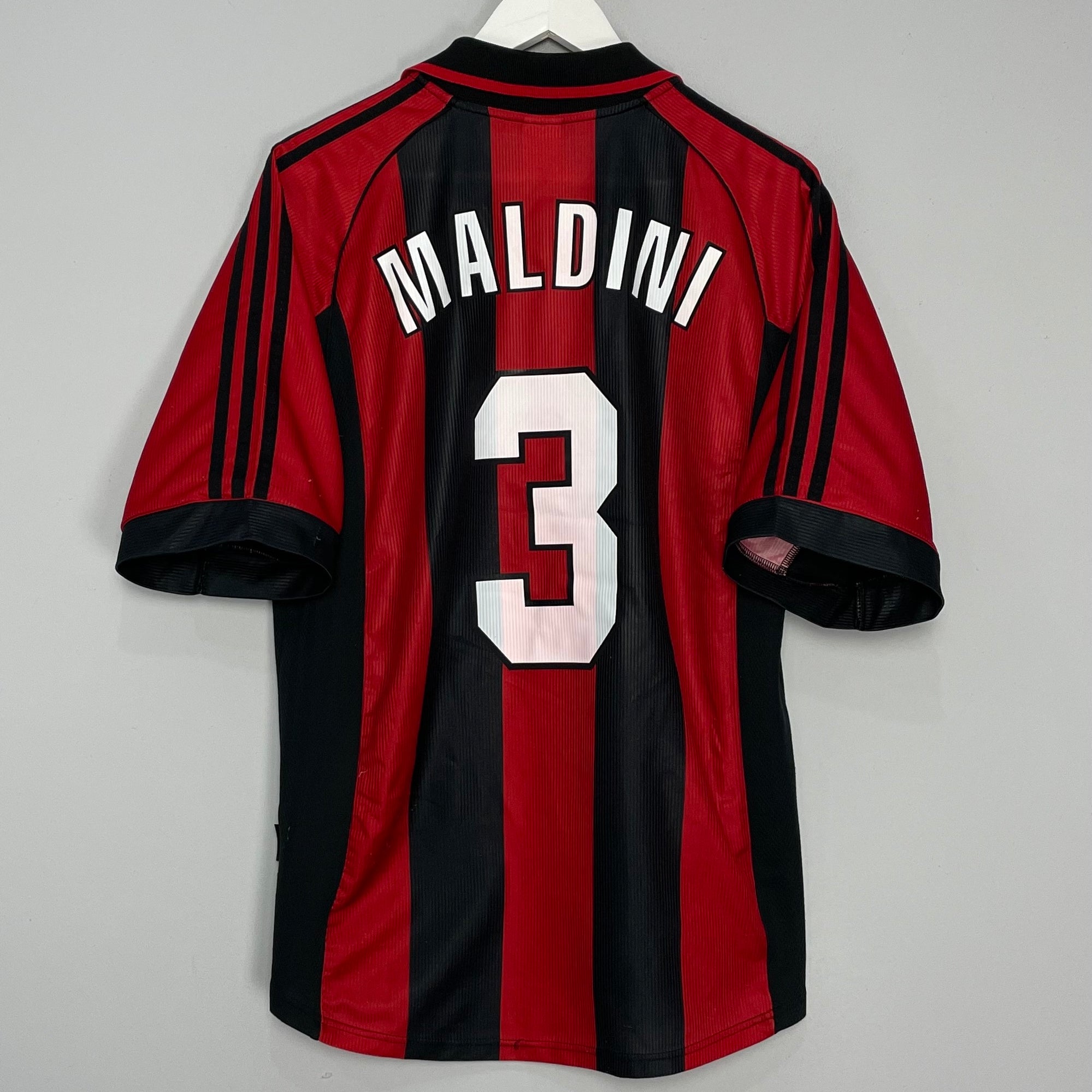 Shop 1998/00 AC MILAN MALDINI #3 HOME SHIRT (M) ADIDAS, classic football shirts, vintage football shirts & retro soccer jerseys at Cult Kits
