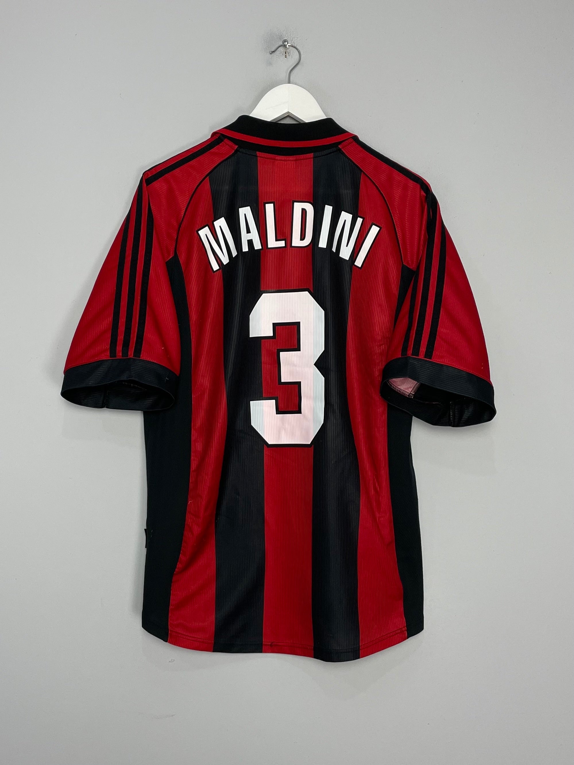 Shop 1998/00 AC MILAN MALDINI #3 HOME SHIRT (M) ADIDAS, classic football shirts, vintage football shirts & retro soccer jerseys at Cult Kits