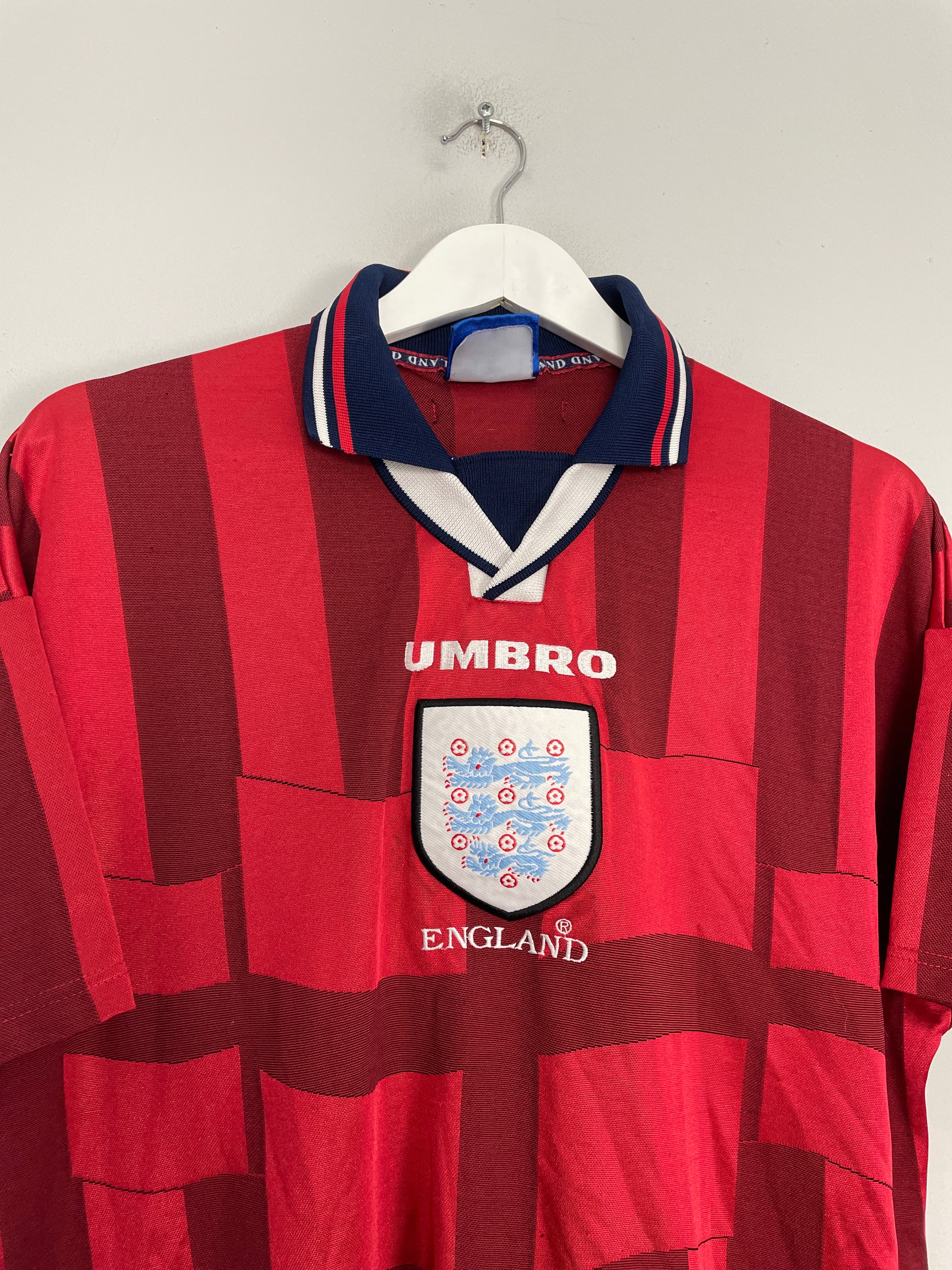 Shop 1997/99 ENGLAND AWAY SHIRT (L) UMBRO, classic football shirts, vintage football shirts & retro soccer jerseys at Cult Kits