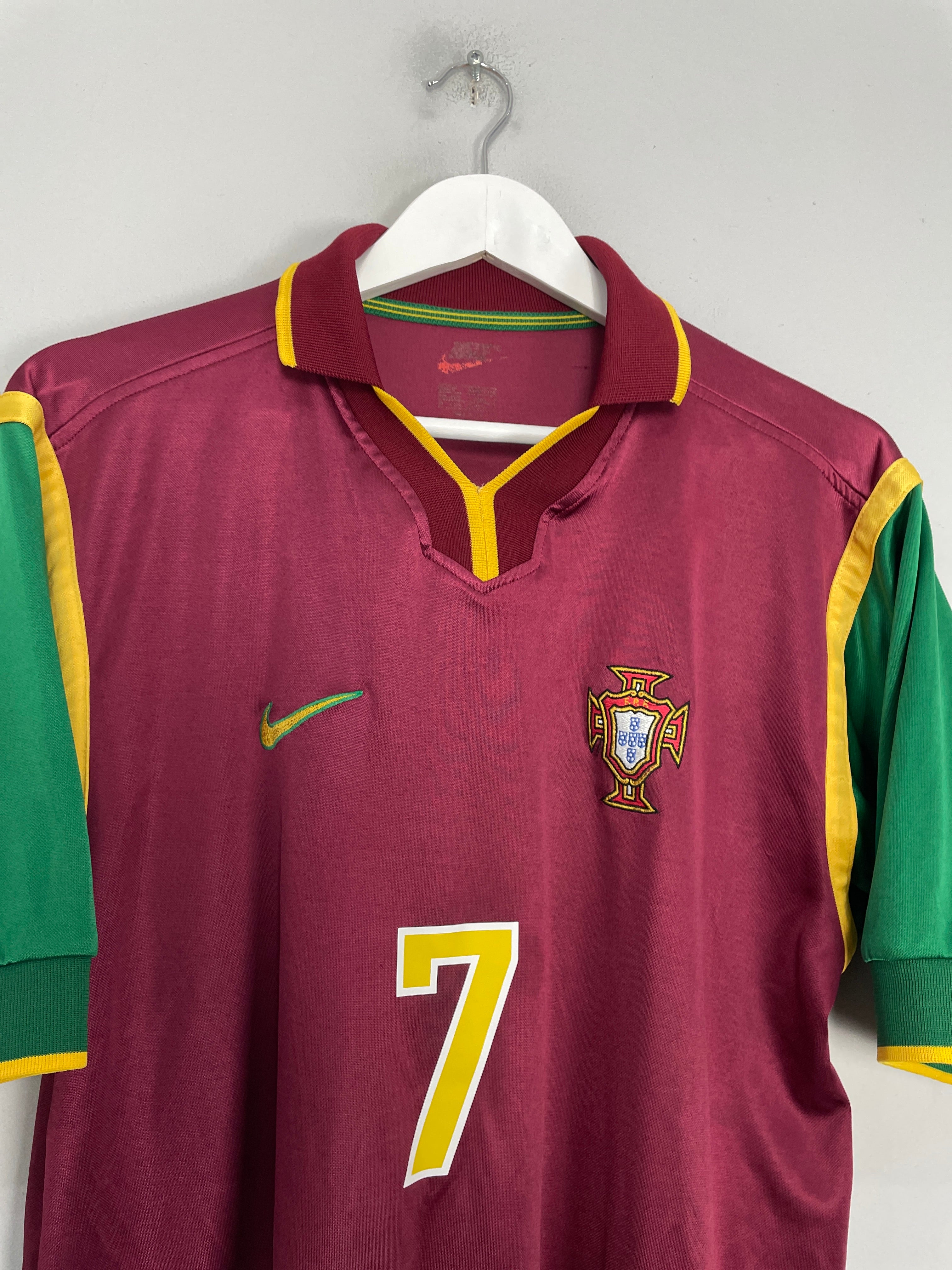 Shop 1997/98 PORTUGAL FIGO #7 HOME SHIRT (M) NIKE, classic football shirts, vintage football shirts & retro soccer jerseys at Cult Kits