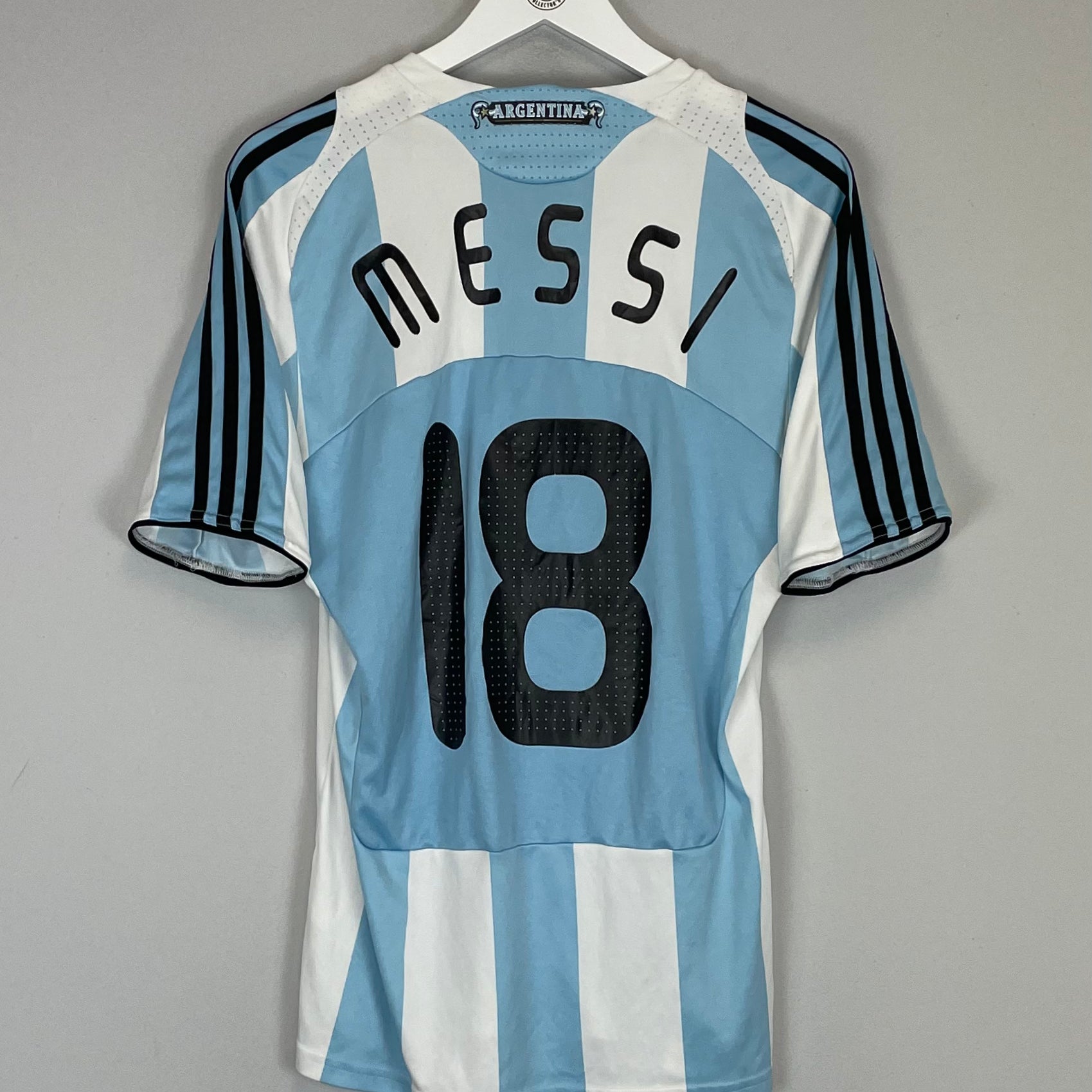 Shop 2007/09 ARGENTINA MESSI #18 HOME SHIRT (M) ADIDAS, classic football shirts, vintage football shirts & retro soccer jerseys at Cult Kits