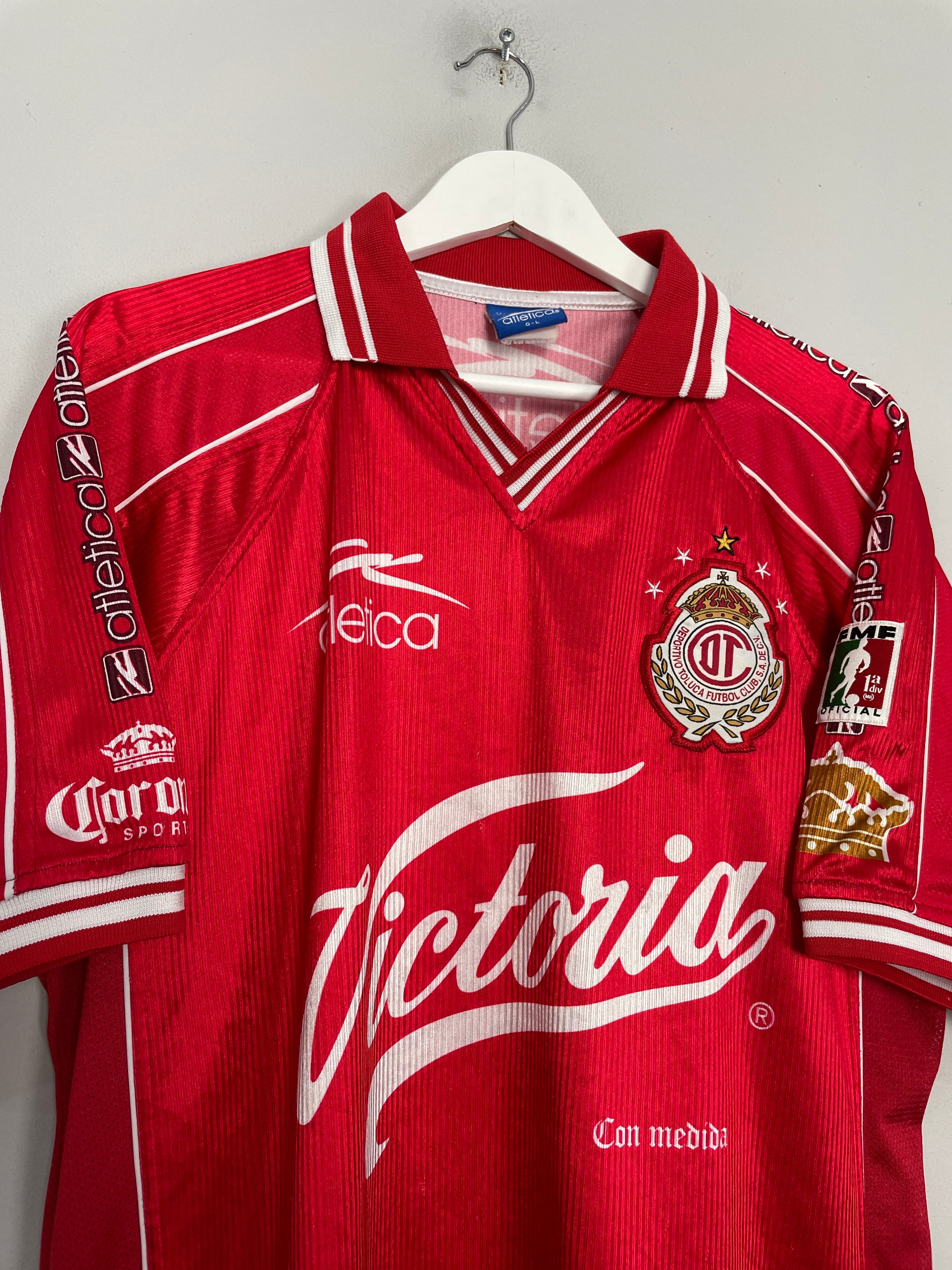 Shop 1999/00 DEPORTIVO TOLUCA HOME SHIRT (L) ATLETICA, classic football shirts, vintage football shirts & retro soccer jerseys at Cult Kits