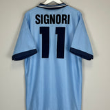 1995/96 LAZIO SIGNORI #11 *MATCH ISSUE* HOME SHIRT (XL) UMBRO