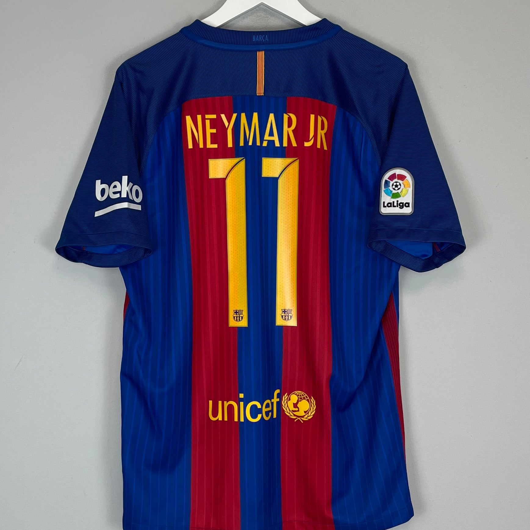 Shop 2016/17 BARCELONA NEYMAR JR #11 HOME SHIRT (L) NIKE, classic football shirts, vintage football shirts & retro soccer jerseys at Cult Kits