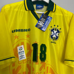 Shop 1994/96 BRAZIL RONALDINHO #18 *BNWT* HOME SHIRT (XL) UMBRO, classic football shirts, vintage football shirts & retro soccer jerseys at Cult Kits