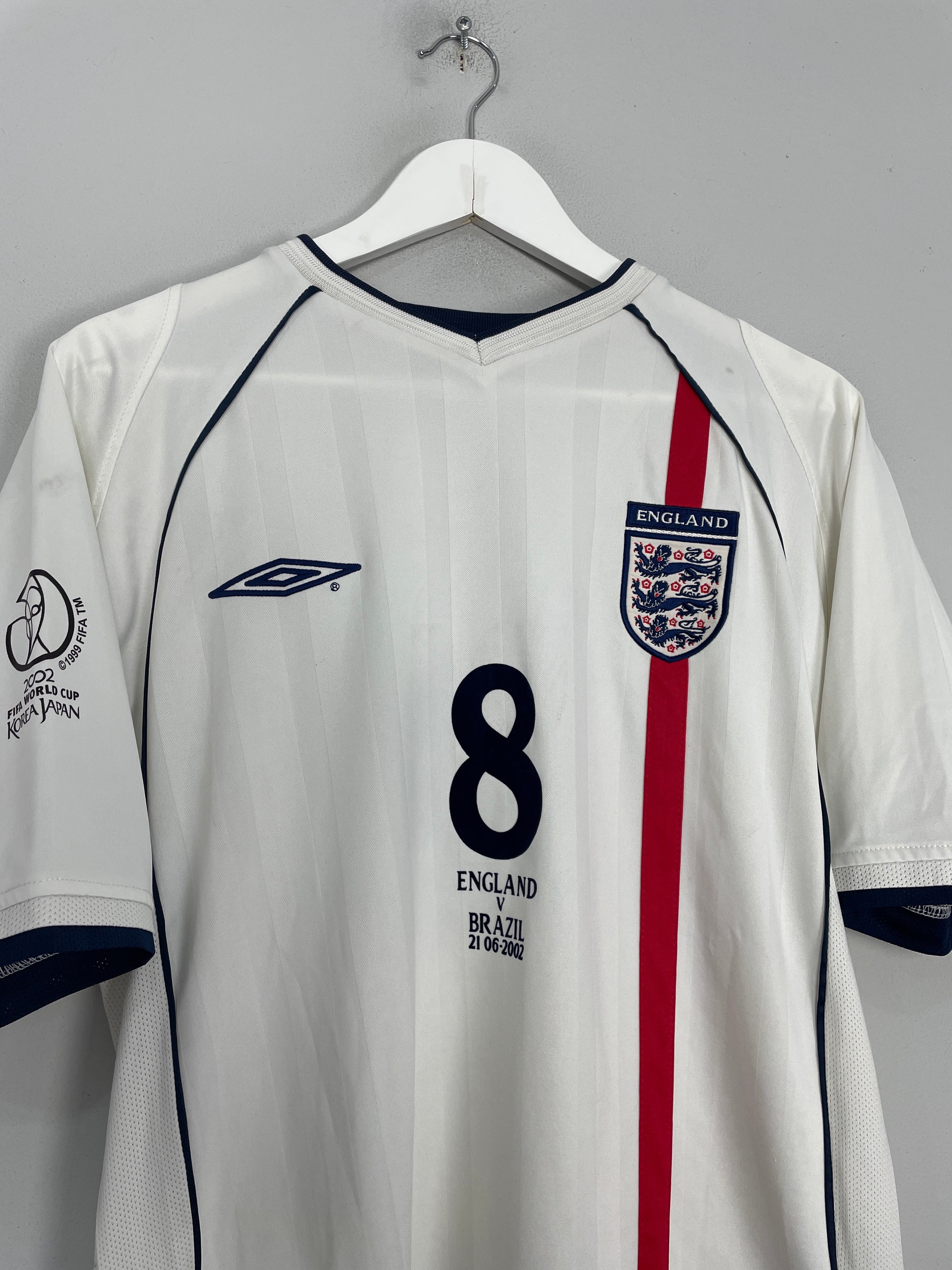 Shop 2001/03 ENGLAND SCHOLES #8 HOME SHIRT (S) UMBRO, classic football shirts, vintage football shirts & retro soccer jerseys at Cult Kits