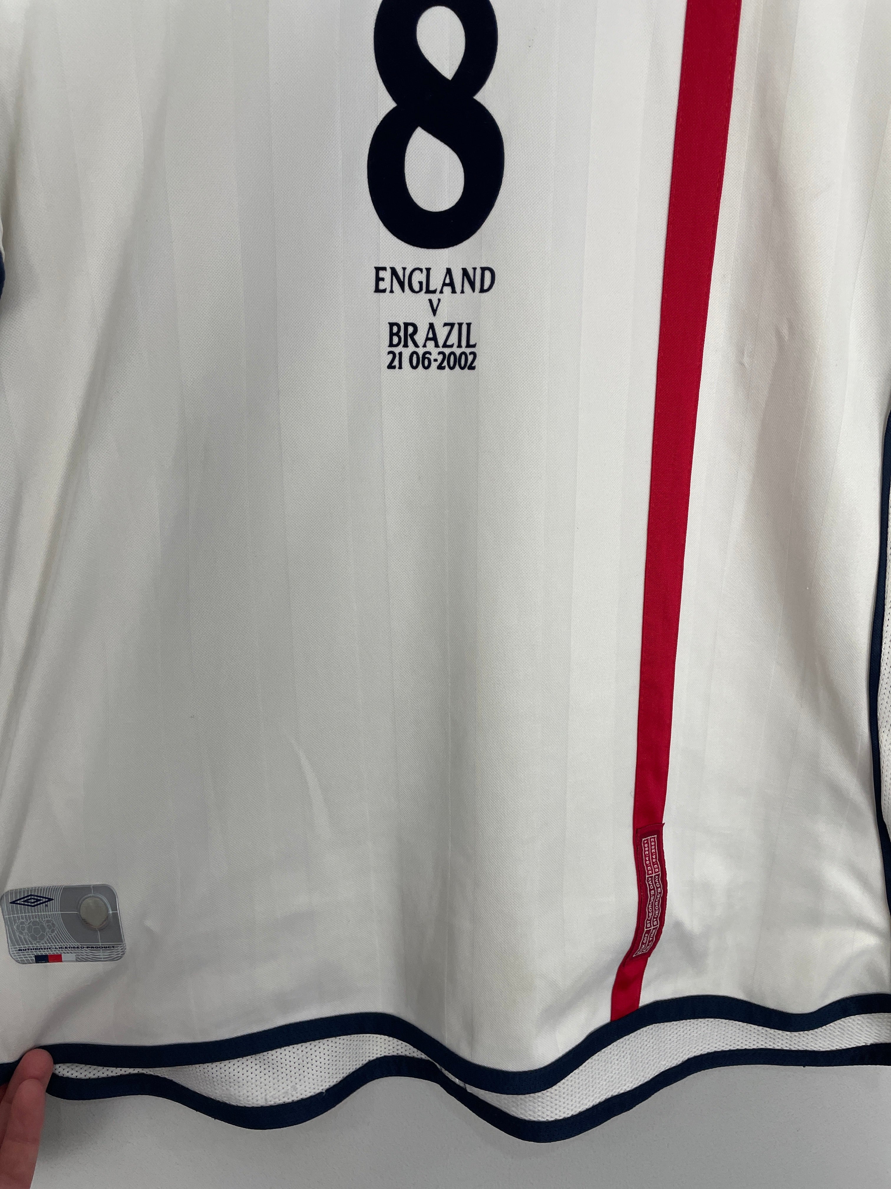 Shop 2001/03 ENGLAND SCHOLES #8 HOME SHIRT (S) UMBRO, classic football shirts, vintage football shirts & retro soccer jerseys at Cult Kits