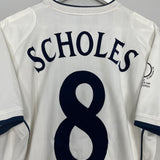 Shop 2001/03 ENGLAND SCHOLES #8 HOME SHIRT (S) UMBRO, classic football shirts, vintage football shirts & retro soccer jerseys at Cult Kits