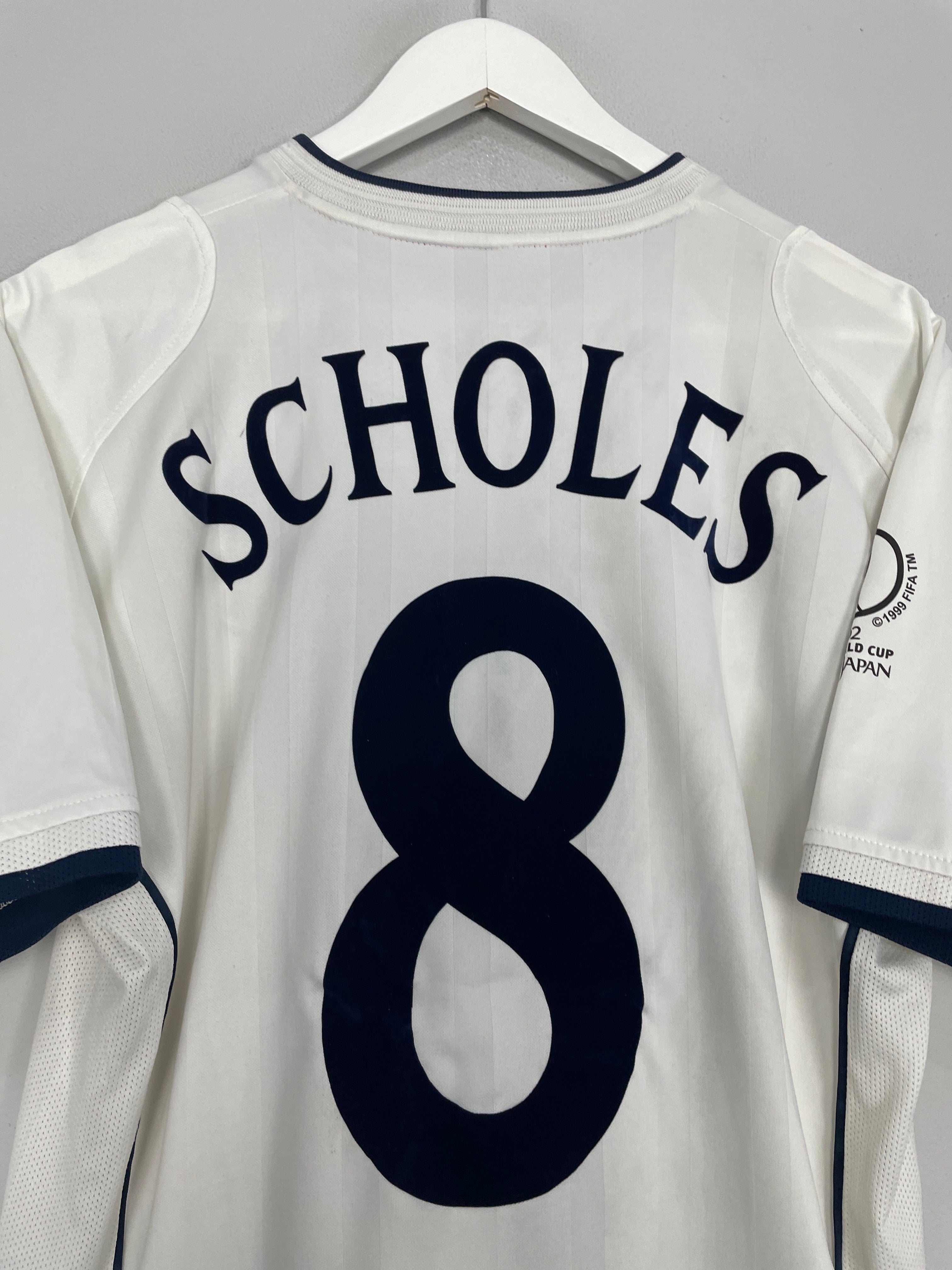 Shop 2001/03 ENGLAND SCHOLES #8 HOME SHIRT (S) UMBRO, classic football shirts, vintage football shirts & retro soccer jerseys at Cult Kits