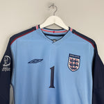 Shop 2002/03 ENGLAND SEAMAN #1 GK SHIRT (L) UMBRO, classic football shirts, vintage football shirts & retro soccer jerseys at Cult Kits