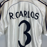 Shop 1998/00 REAL MADRID CARLOS #3 HOME SHIRT (S) ADIDAS, classic football shirts, vintage football shirts & retro soccer jerseys at Cult Kits