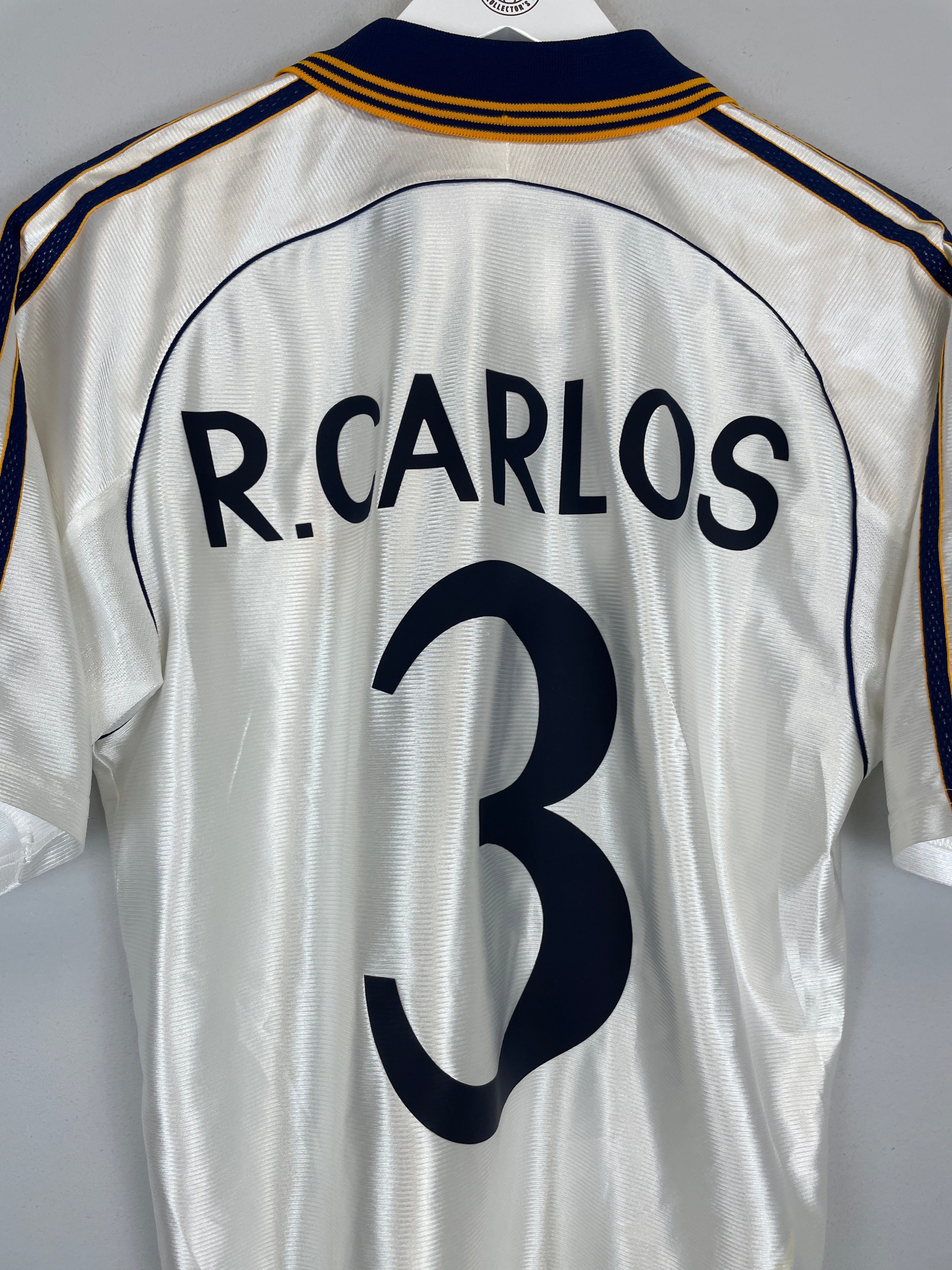 Shop 1998/00 REAL MADRID CARLOS #3 HOME SHIRT (S) ADIDAS, classic football shirts, vintage football shirts & retro soccer jerseys at Cult Kits