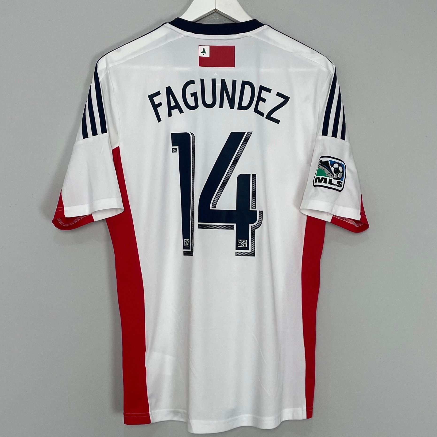 Shop 2013/14 NEW ENGLAND REVOLUTION FAGUNDEZ #14 AWAY SHIRT (M) ADIDAS, classic football shirts, vintage football shirts & retro soccer jerseys at Cult Kits