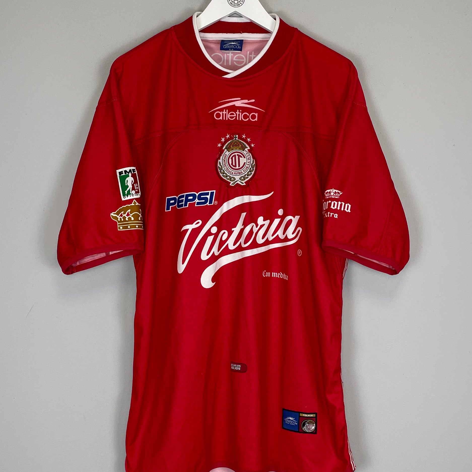 Shop 2000/01 DEPORTIVO TOLUCA HOME SHIRT (M) ATLETICA, classic football shirts, vintage football shirts & retro soccer jerseys at Cult Kits