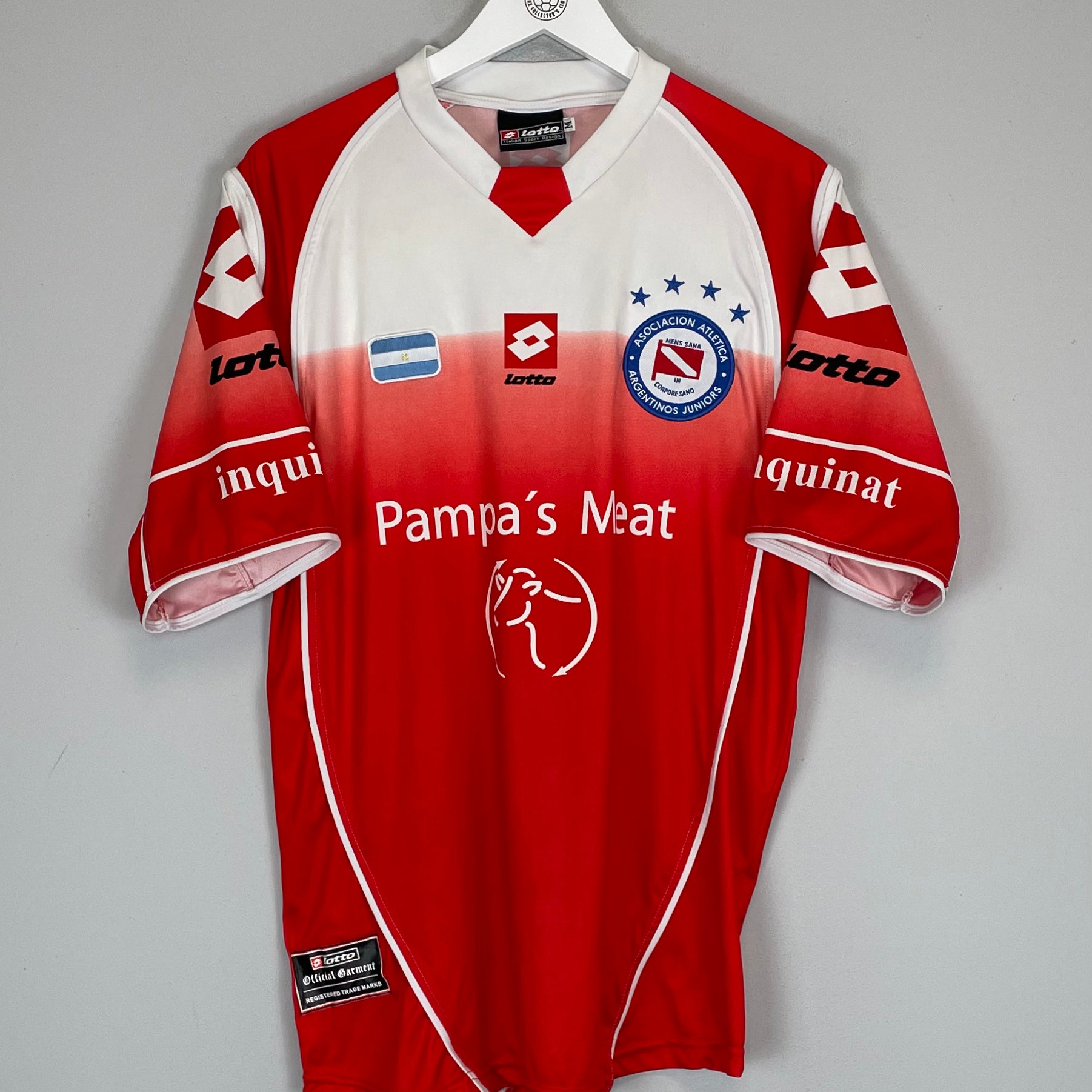 Shop 2004/05 ARGENTINOS JUNIORS HOME SHIRT (M) LOTTO, classic football shirts, vintage football shirts & retro soccer jerseys at Cult Kits