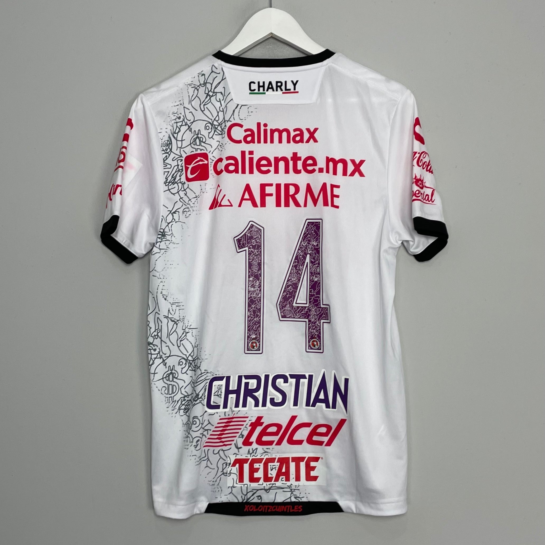 Shop 2020/21 CLUB TIJUANA CHRISTIAN #14 *MATCH ISSUED* AWAY SHIRT (M) CHARLY, classic football shirts, vintage football shirts & retro soccer jerseys at Cult Kits