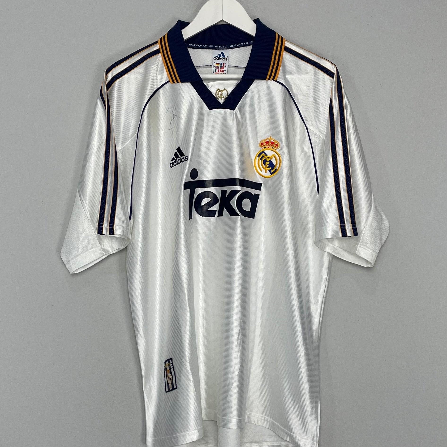 Shop 1998/00 REAL MADRID *SIGNED* HOME SHIRT (L) ADIDAS, classic football shirts, vintage football shirts & retro soccer jerseys at Cult Kits