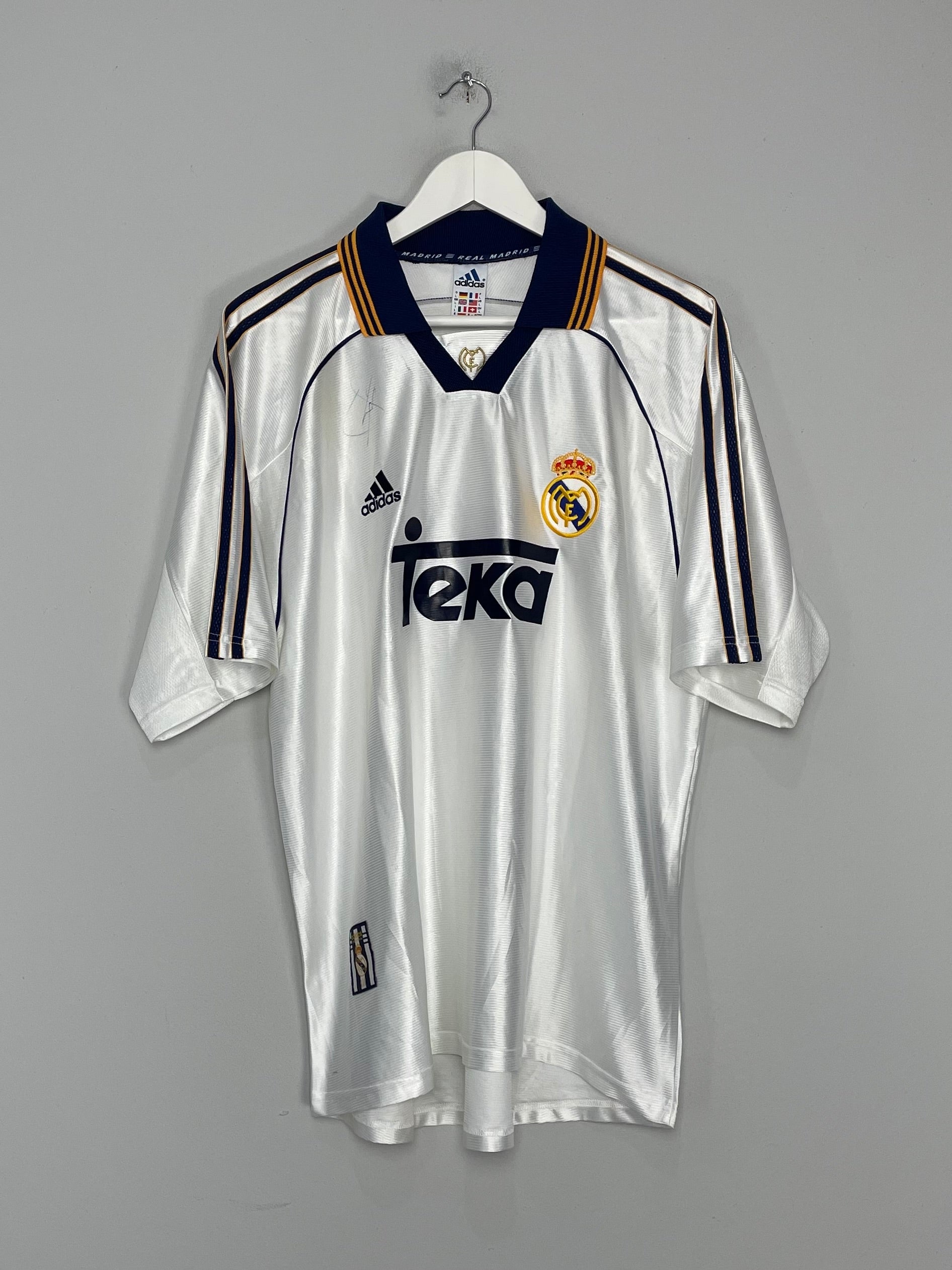 Shop 1998/00 REAL MADRID *SIGNED* HOME SHIRT (L) ADIDAS, classic football shirts, vintage football shirts & retro soccer jerseys at Cult Kits