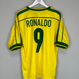 1998/00 BRAZIL RONALDO #9 HOME SHIRT (M) NIKE
