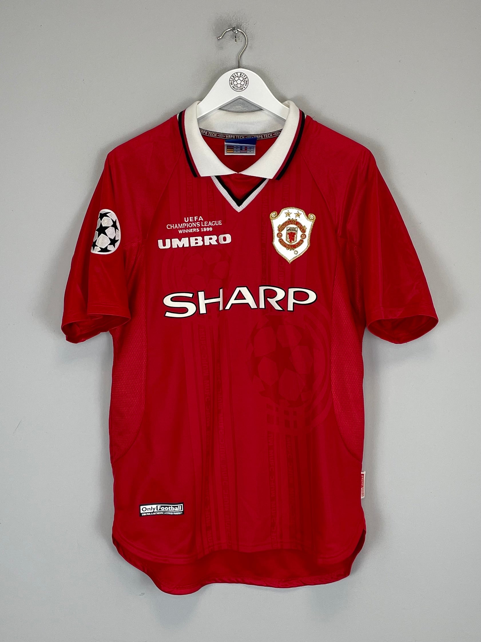 Shop 1999/00 MANCHESTER UNITED BECKHAM #7 *CL WINNERS* HOME SHIRT (M) UMBRO, classic football shirts, vintage football shirts & retro soccer jerseys at Cult Kits