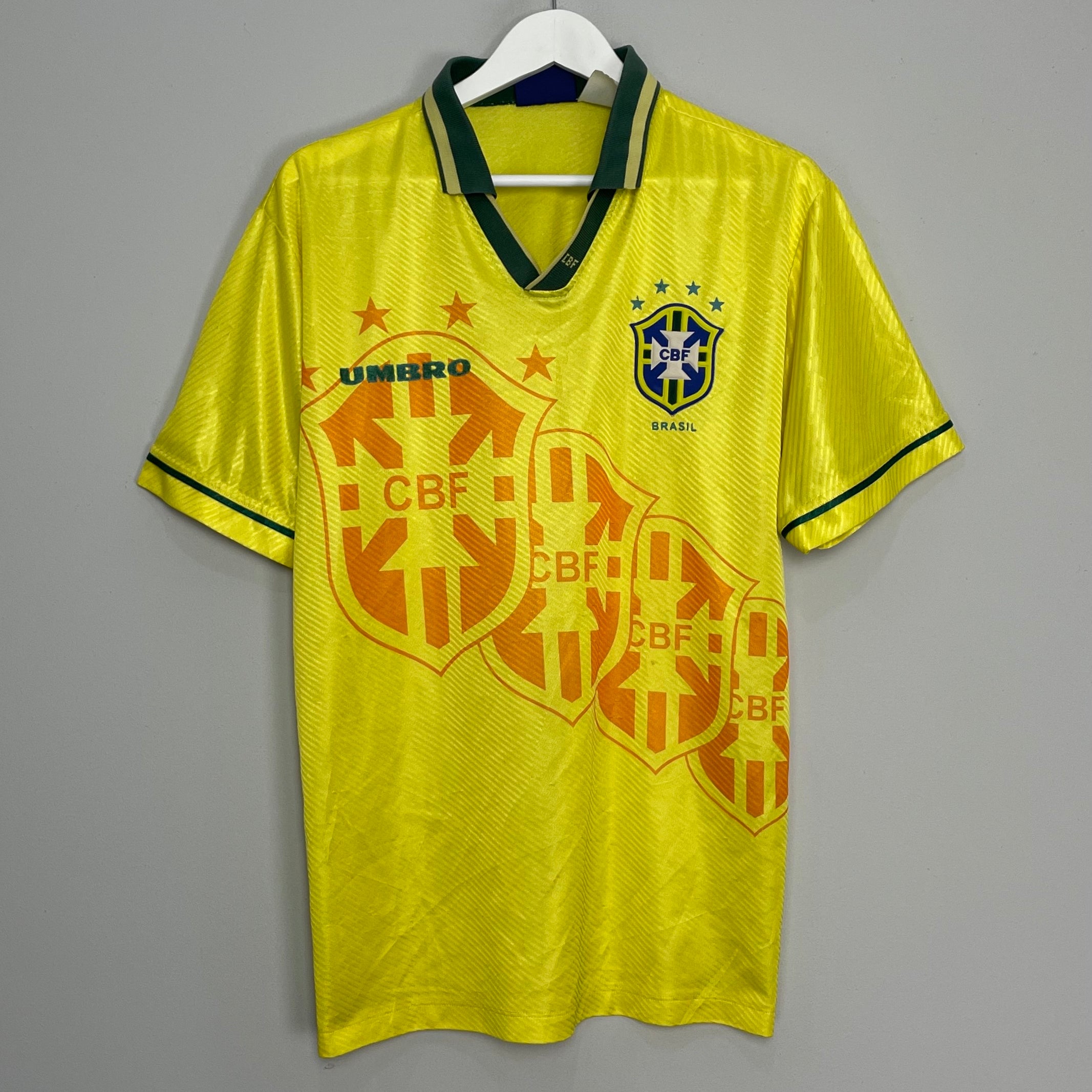 Shop 1994/96 BRAZIL HOME SHIRT (M) UMBRO, classic football shirts, vintage football shirts & retro soccer jerseys at Cult Kits