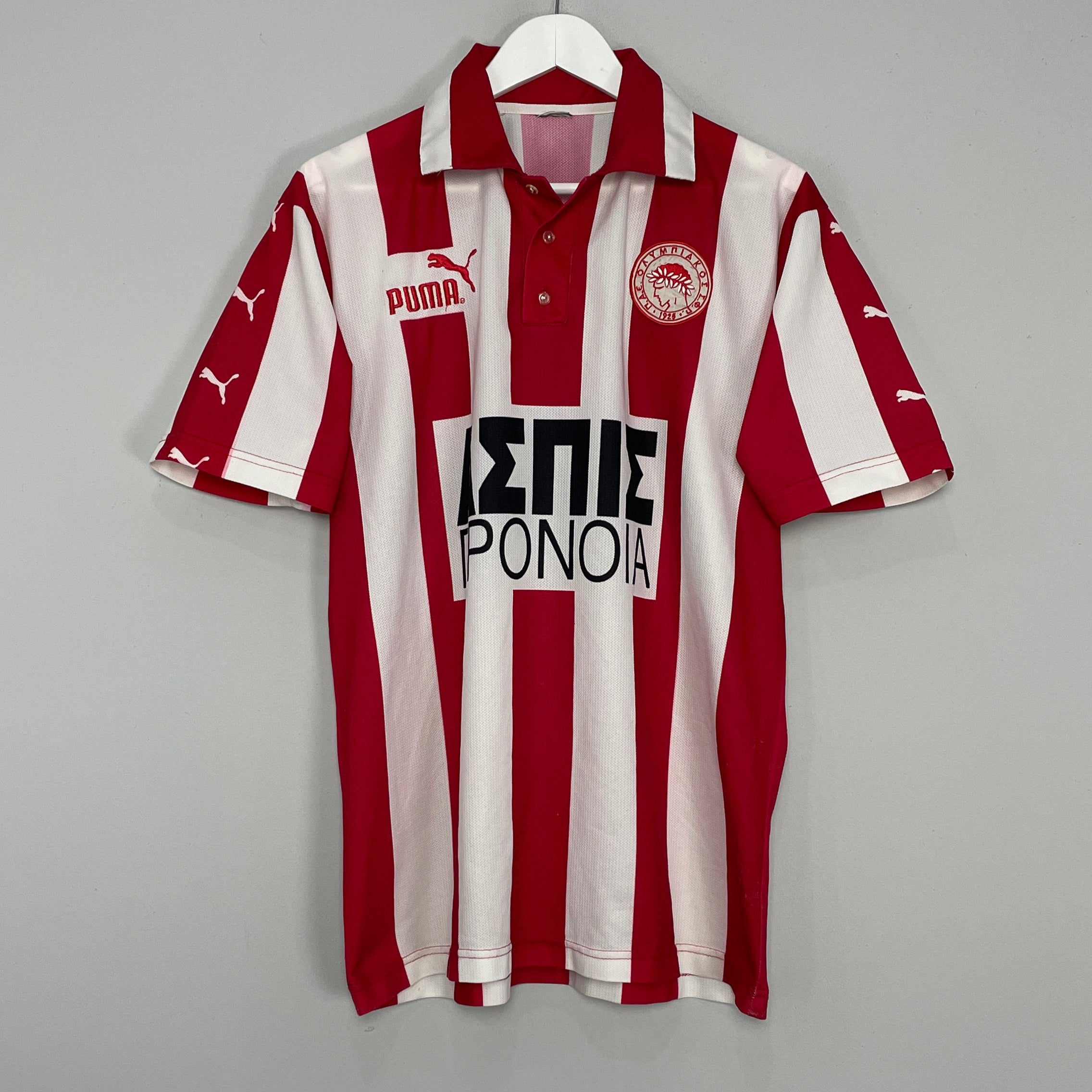 Shop 1998/99 OLYMPIAKOS HOME SHIRT (M) PUMA, classic football shirts, vintage football shirts & retro soccer jerseys at Cult Kits