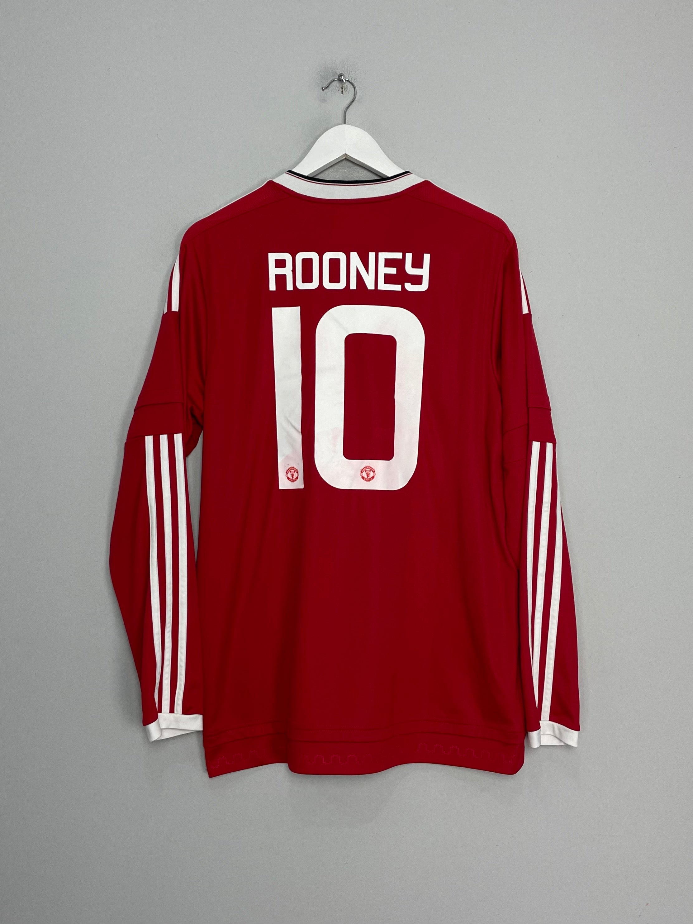 Shop 2015/16 MANCHESTER UNITED ROONEY #10 L/S HOME SHIRT (L) ADIDAS, classic football shirts, vintage football shirts & retro soccer jerseys at Cult Kits