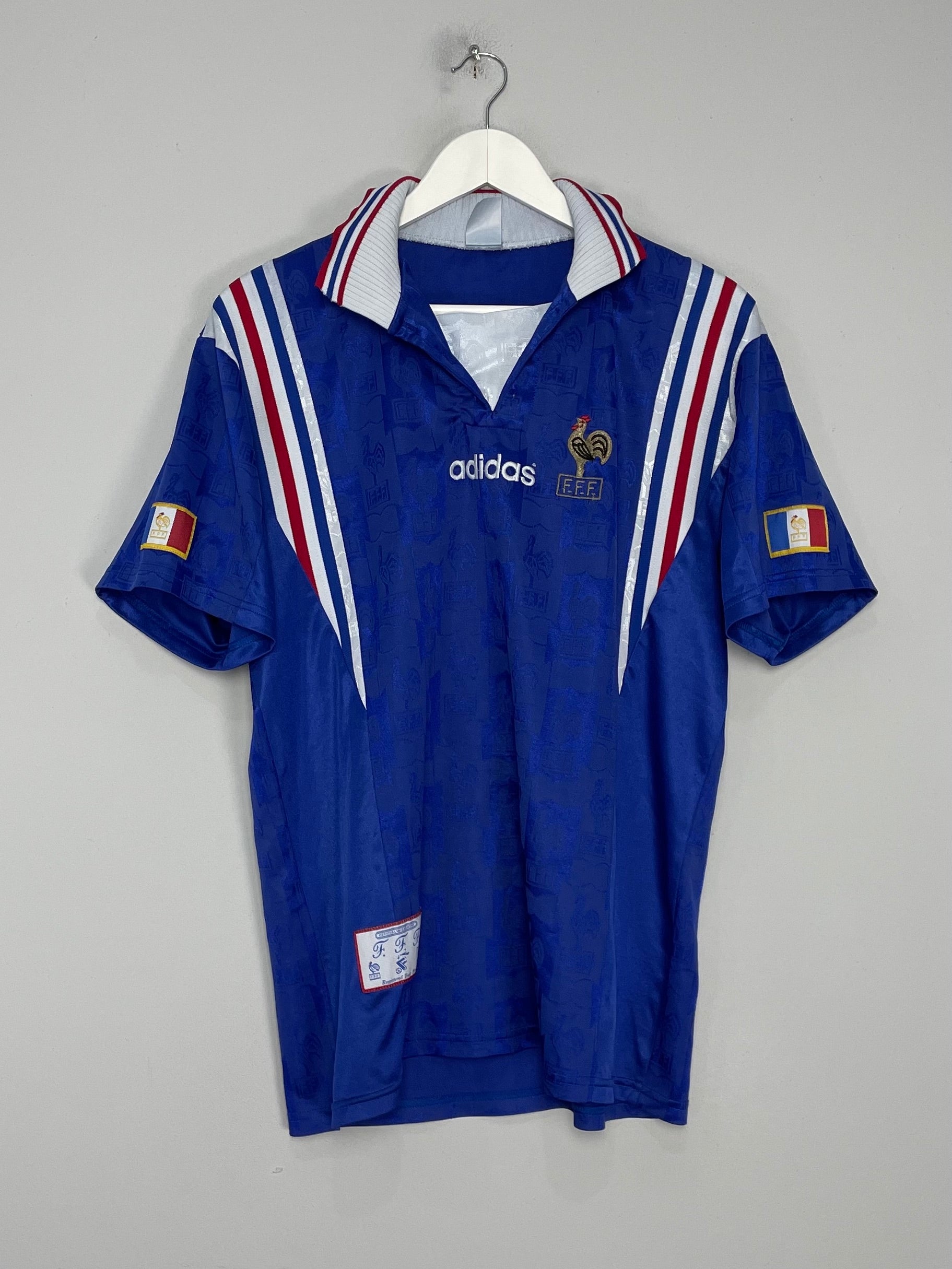 Shop 1996/98 FRANCE HOME SHIRT (L) ADIDAS, classic football shirts, vintage football shirts & retro soccer jerseys at Cult Kits