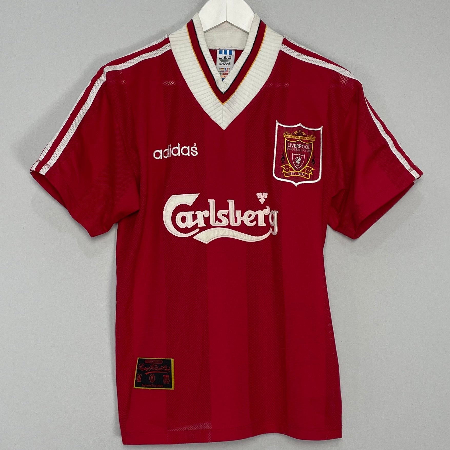 Shop 1995/96 LIVERPOOL HOME SHIRT (S) ADIDAS, classic football shirts, vintage football shirts & retro soccer jerseys at Cult Kits