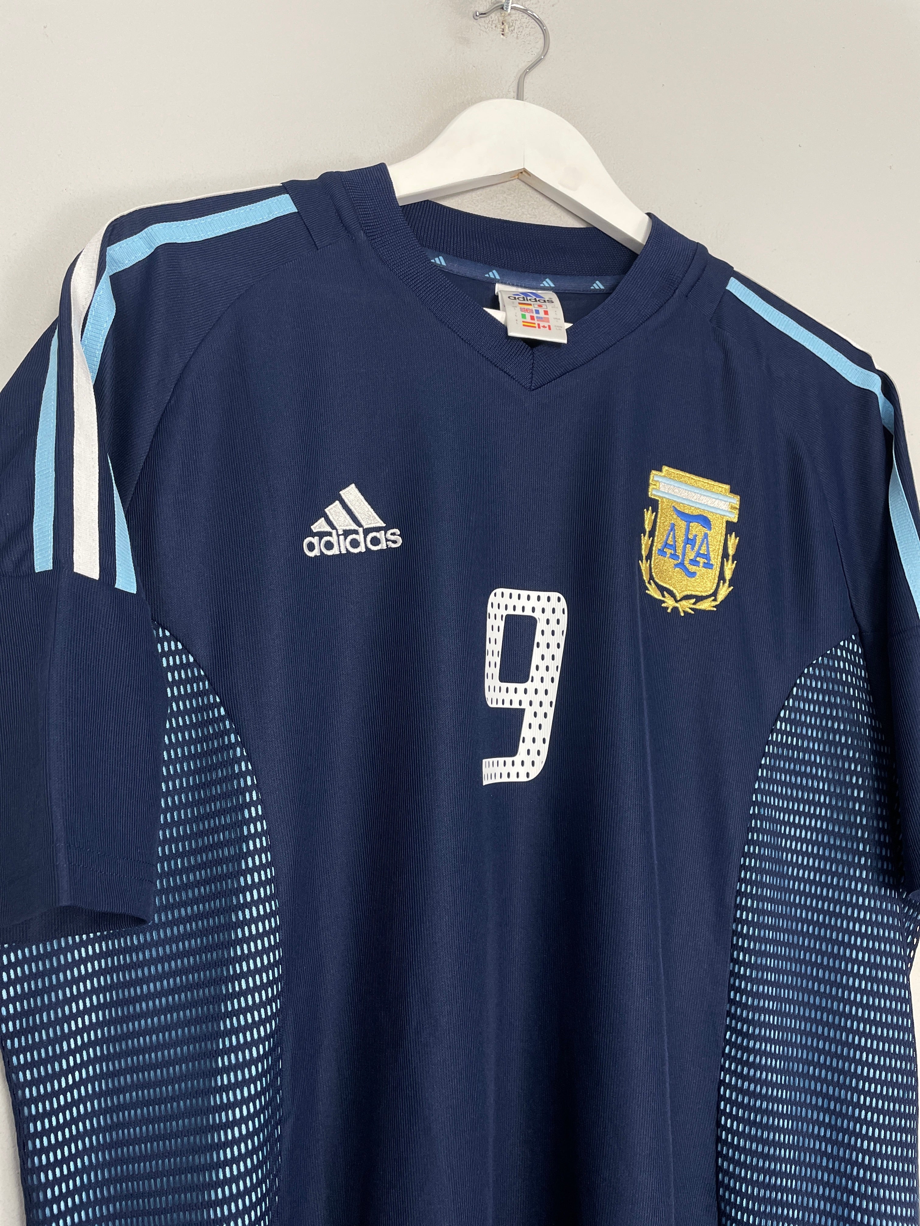 Shop 2002/04 ARGENTINA BATISTUTA #9 AWAY SHIRT (L) ADIDAS, classic football shirts, vintage football shirts & retro soccer jerseys at Cult Kits