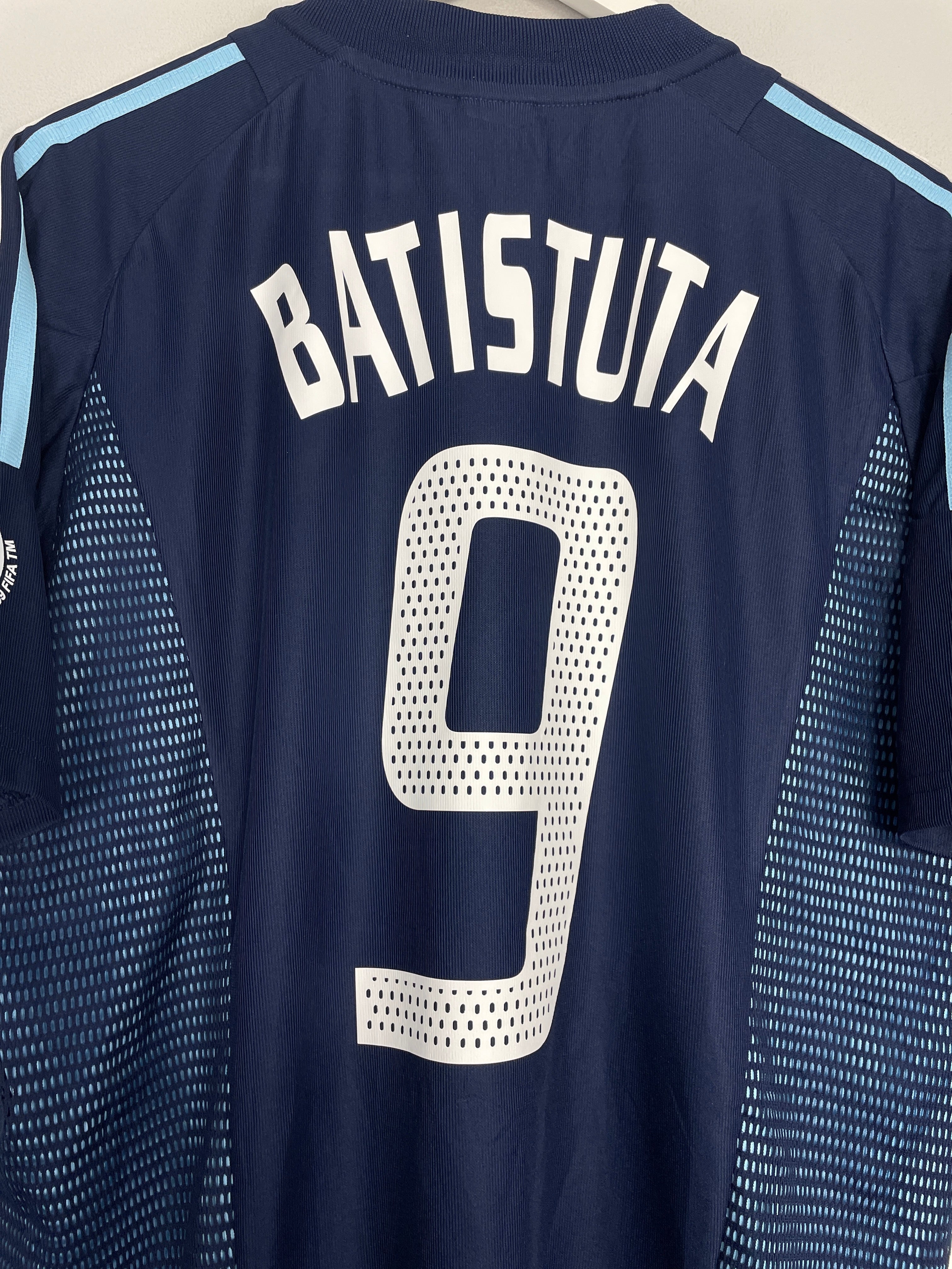Shop 2002/04 ARGENTINA BATISTUTA #9 AWAY SHIRT (L) ADIDAS, classic football shirts, vintage football shirts & retro soccer jerseys at Cult Kits