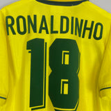 1994/97 BRAZIL RONALDINHO #18 HOME SHIRT (M) UMBRO