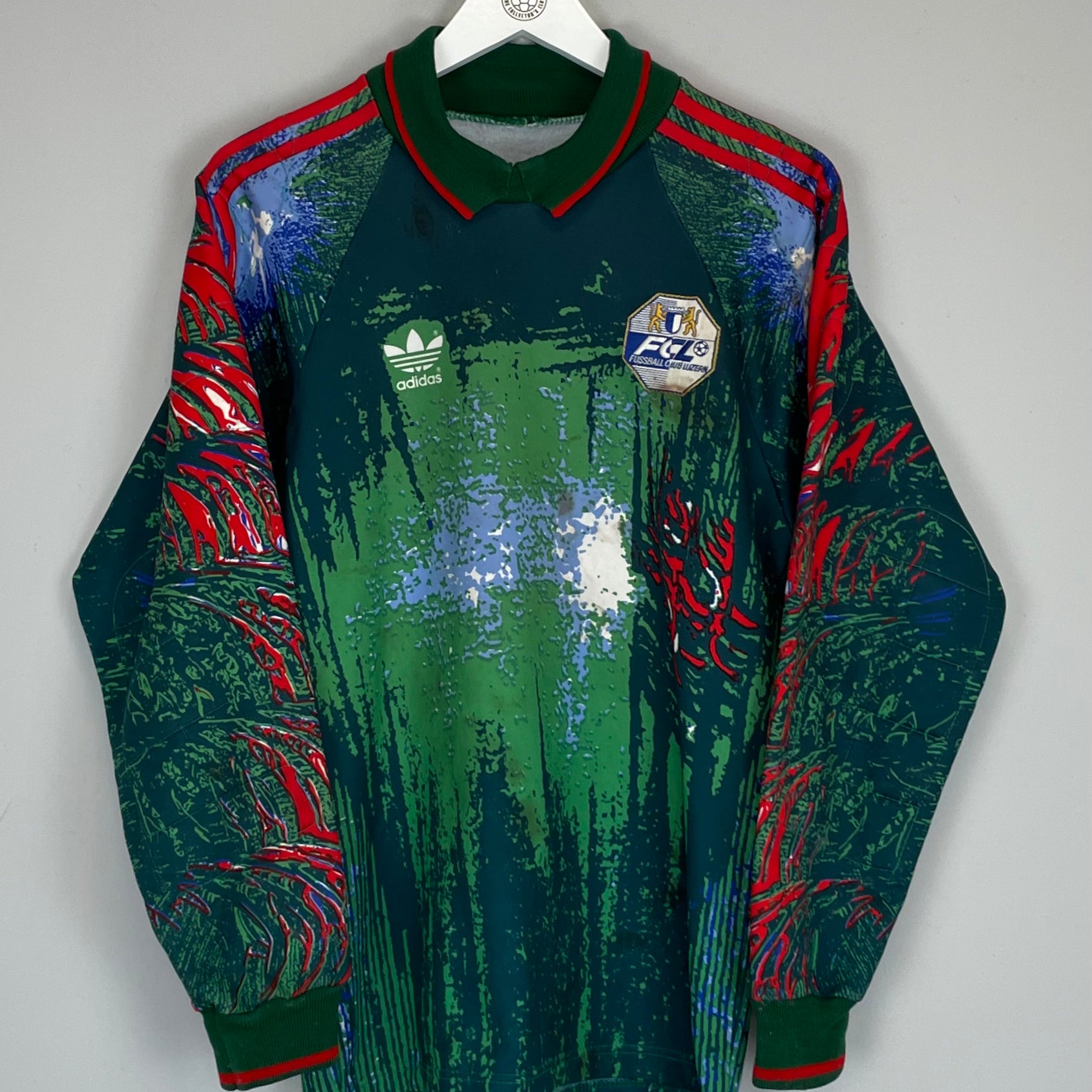 Shop 1992/93 FC LUZERN #1 *MATCH WORN* GK SHIRT (M) ADIDAS, classic football shirts, vintage football shirts & retro soccer jerseys at Cult Kits