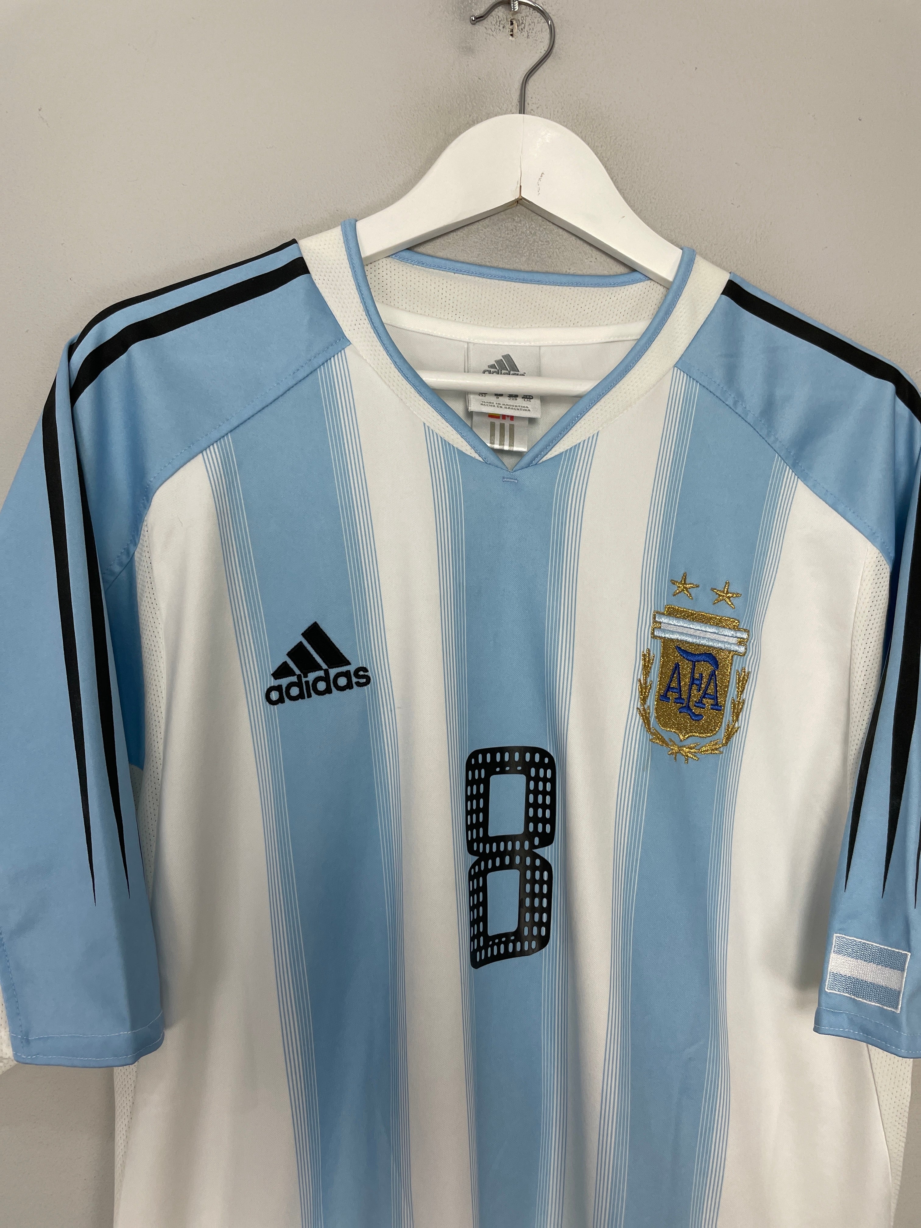 Shop 2004/05 ARGENTINA RIQUELME #8 HOME SHIRT (L) ADIDAS, classic football shirts, vintage football shirts & retro soccer jerseys at Cult Kits
