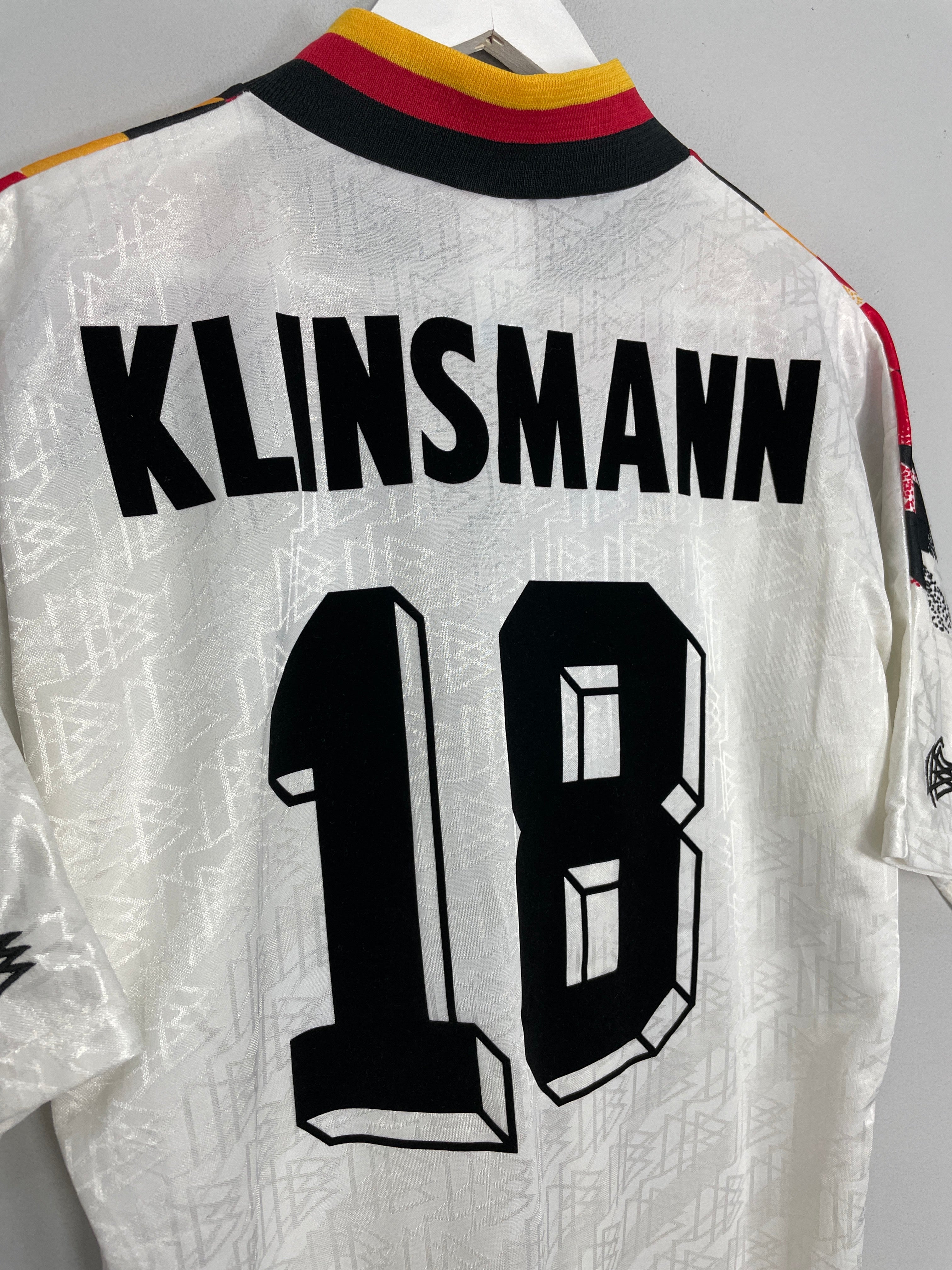 Shop 1994/96 GERMANY KLINSMANN #18 HOME SHIRT (M) ADIDAS, classic football shirts, vintage football shirts & retro soccer jerseys at Cult Kits