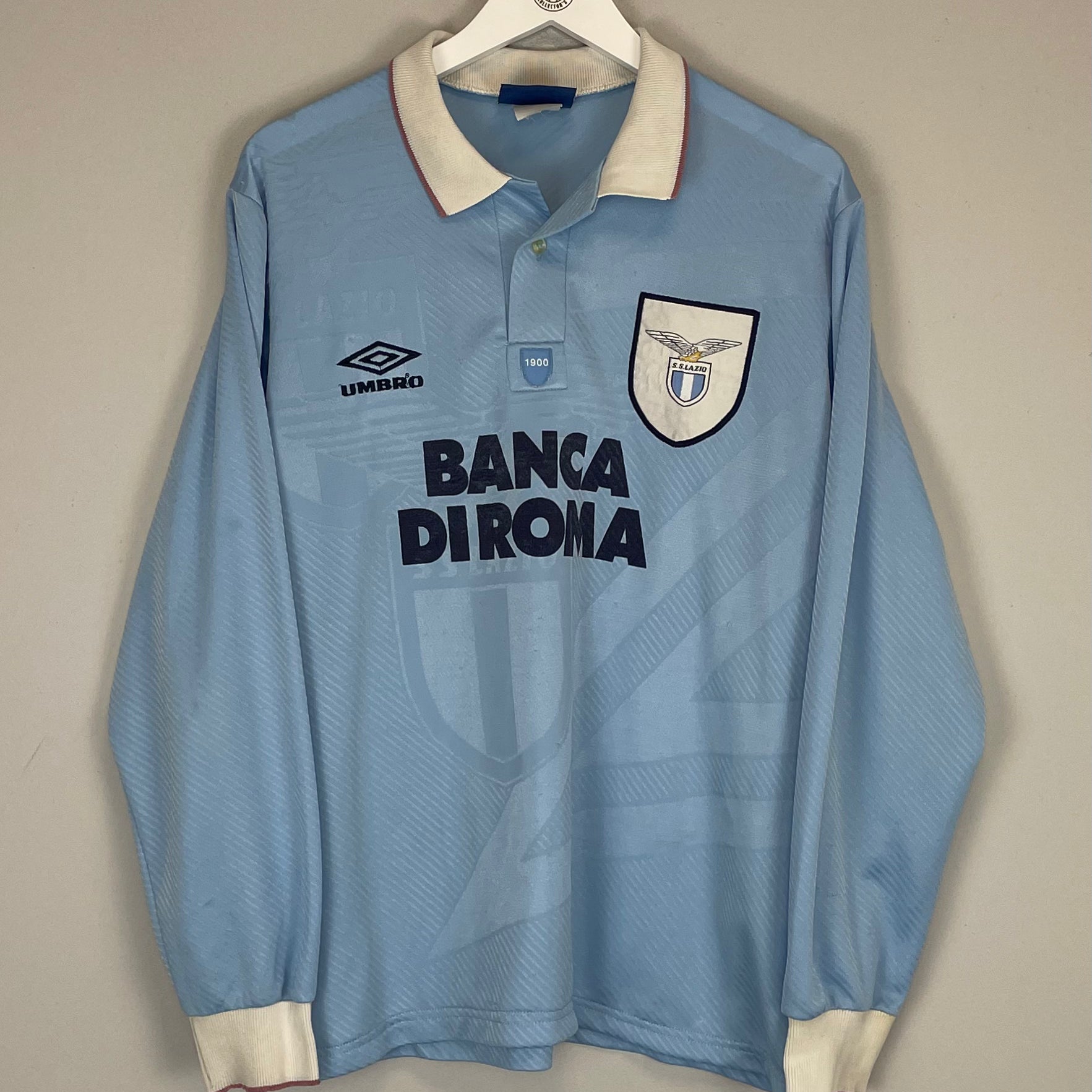 Shop 1993/95 LAZIO #10 L/S HOME SHIRT (L) UMBRO, classic football shirts, vintage football shirts & retro soccer jerseys at Cult Kits