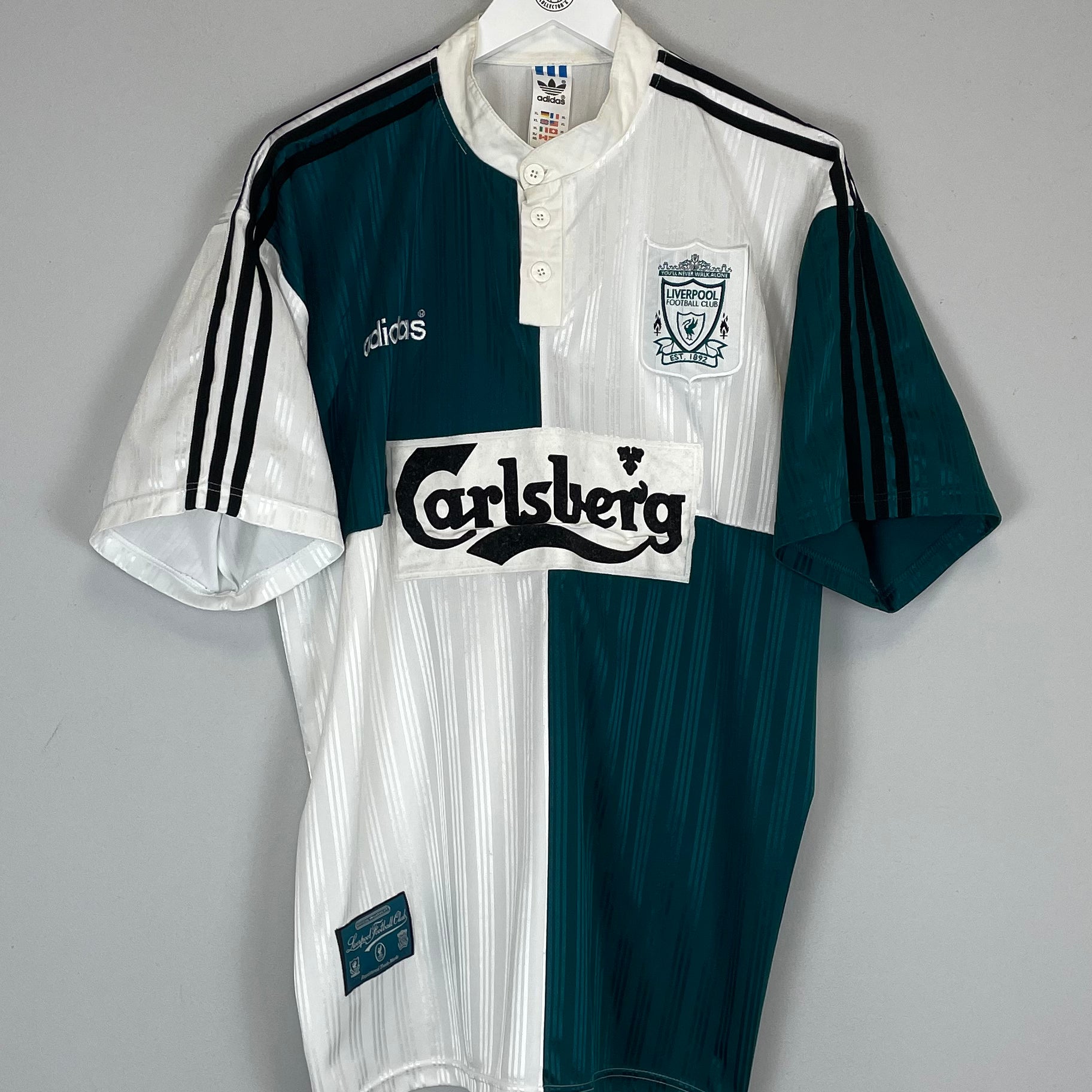Shop 1995/96 LIVERPOOL AWAY SHIRT (XXL) ADIDAS, classic football shirts, vintage football shirts & retro soccer jerseys at Cult Kits