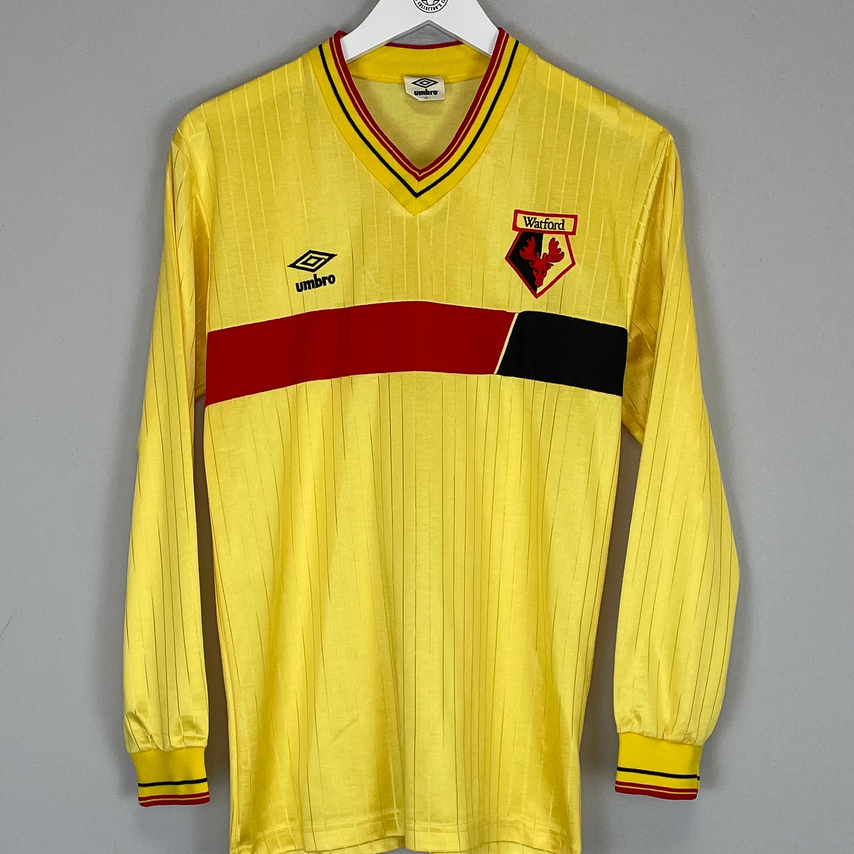 Shop 1986/88 WATFORD HOME SHIRT (L) UMBRO, classic football shirts, vintage football shirts & retro soccer jerseys at Cult Kits