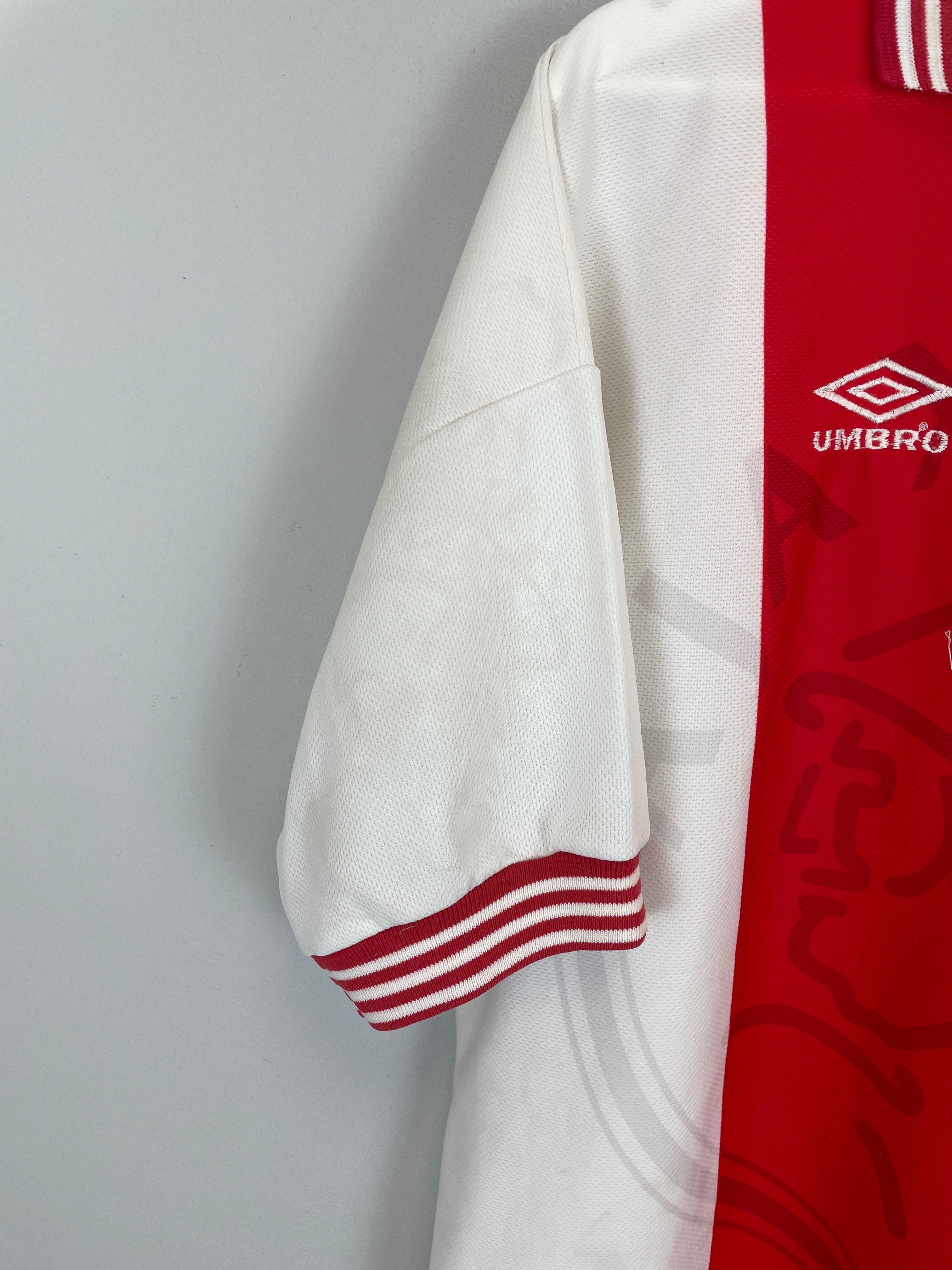 Shop 1996/97 AJAX HOME SHIRT (XL) UMBRO, classic football shirts, vintage football shirts & retro soccer jerseys at Cult Kits