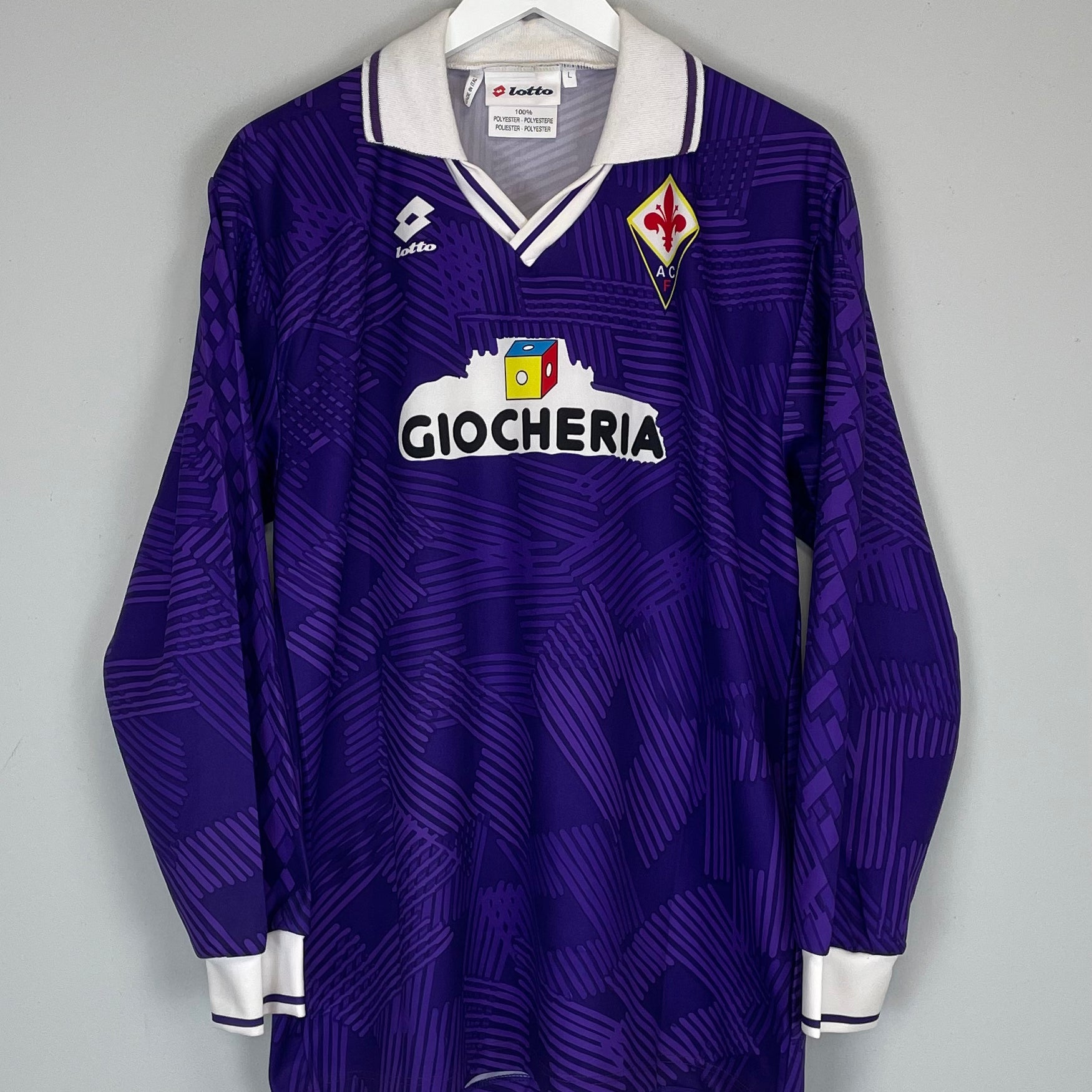 Shop 1991/92 FIORENTINA #5 L/S HOME SHIRT (L) LOTTO, classic football shirts, vintage football shirts & retro soccer jerseys at Cult Kits