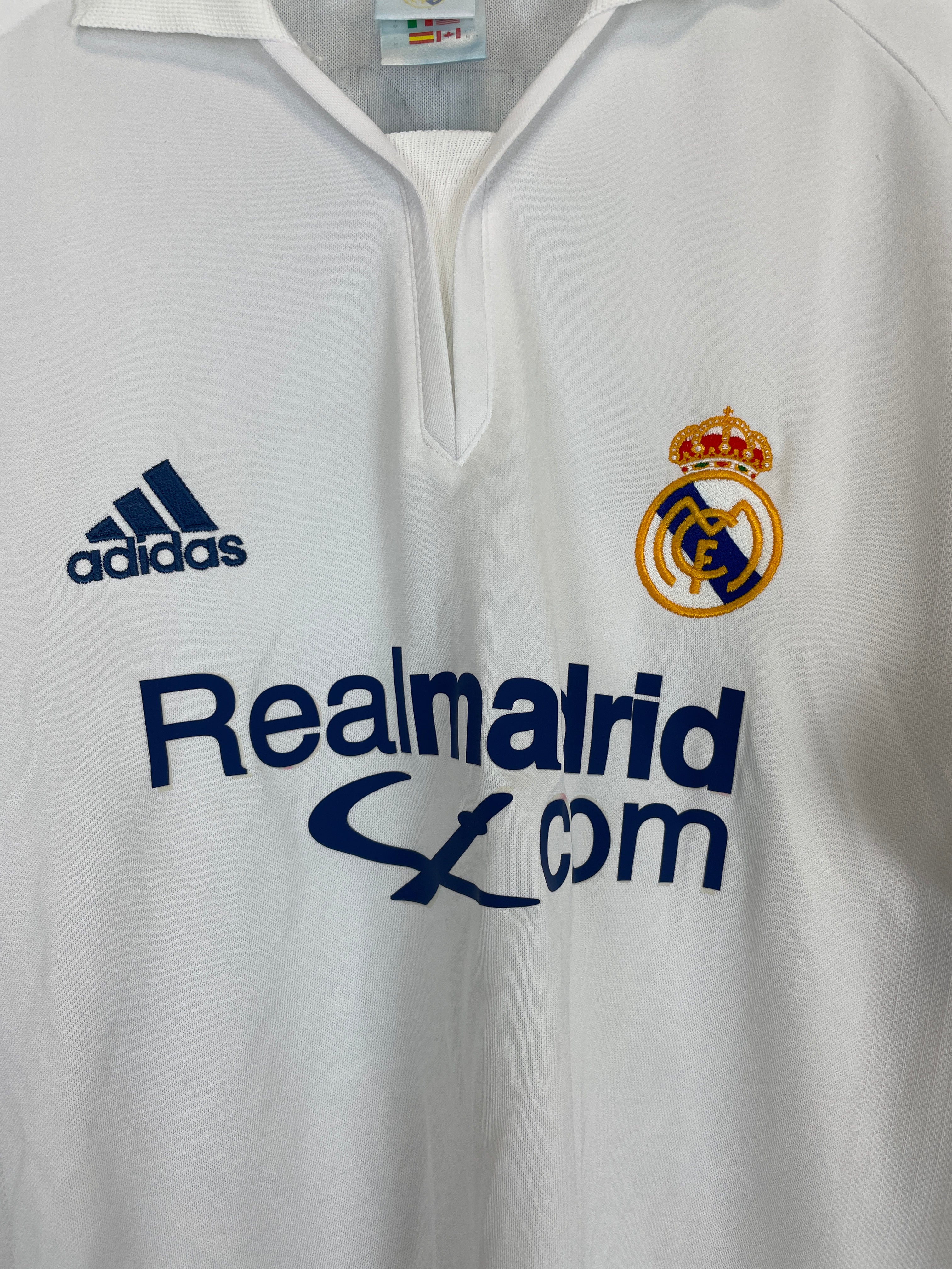 Shop 2001/02 REAL MADRID FIGO #10 HOME SHIRT (M) ADIDAS, classic football shirts, vintage football shirts & retro soccer jerseys at Cult Kits