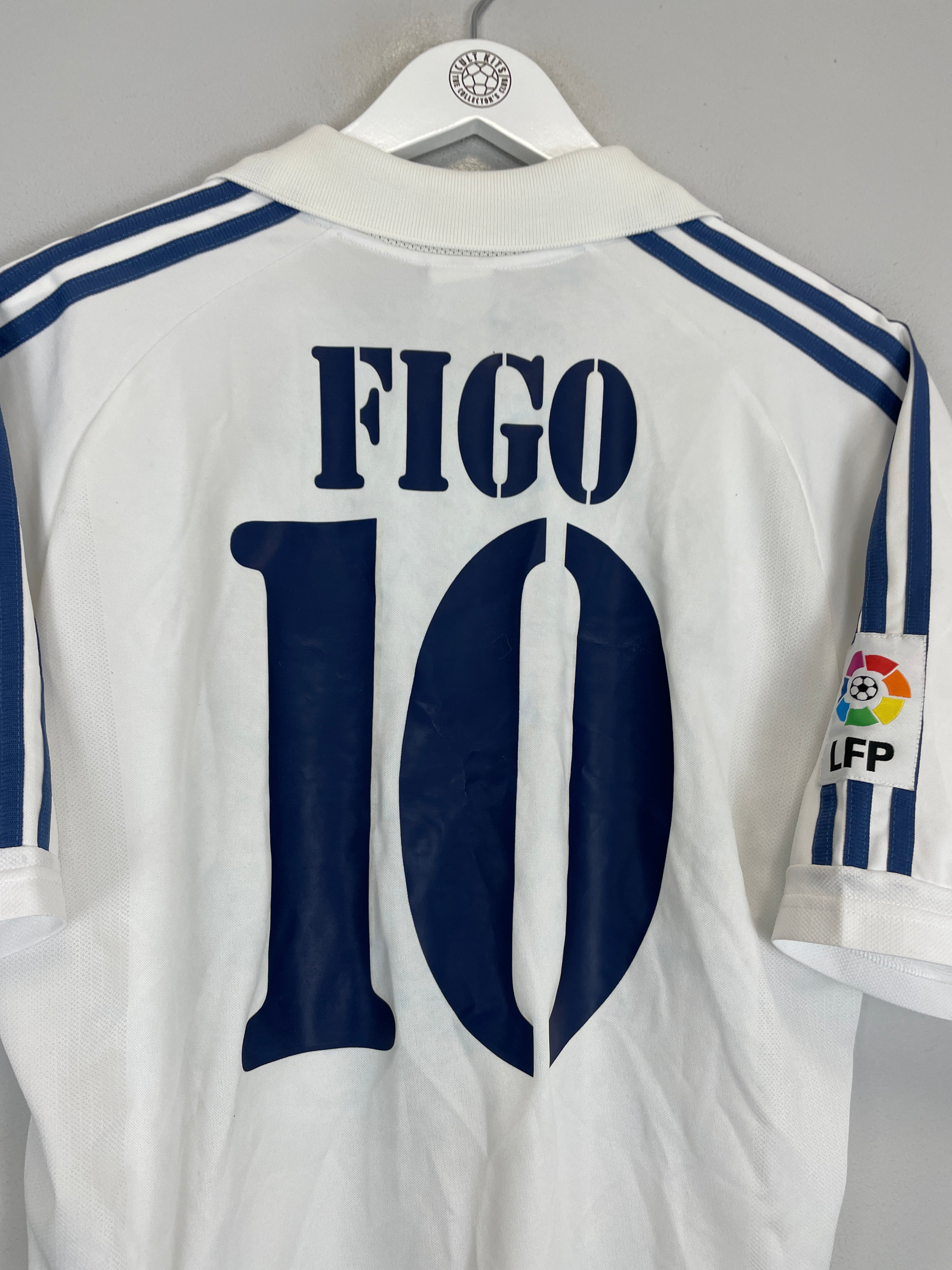Shop 2001/02 REAL MADRID FIGO #10 HOME SHIRT (M) ADIDAS, classic football shirts, vintage football shirts & retro soccer jerseys at Cult Kits