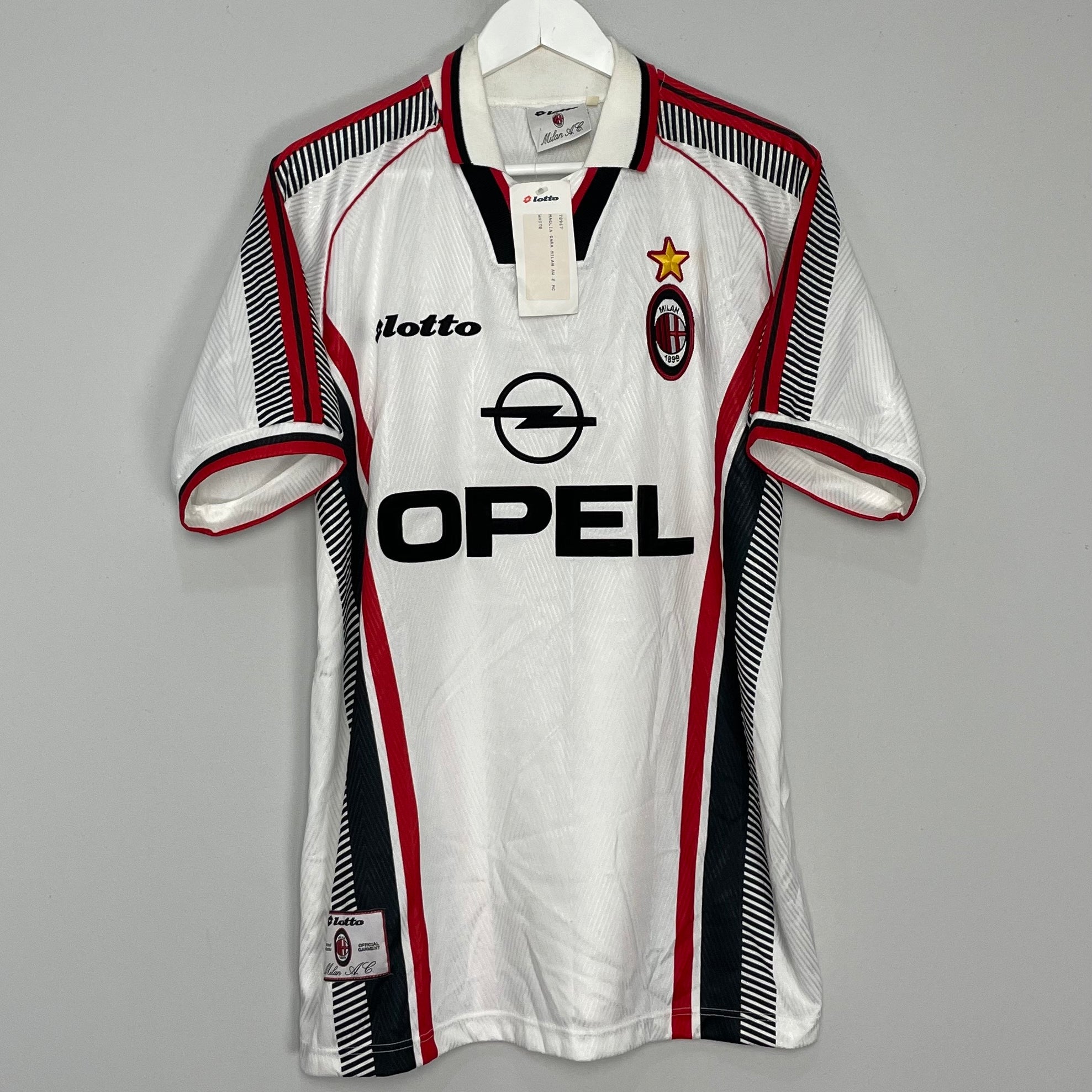 Shop 1997/98 AC MILAN *BNWT* AWAY SHIRT (L) LOTTO, classic football shirts, vintage football shirts & retro soccer jerseys at Cult Kits