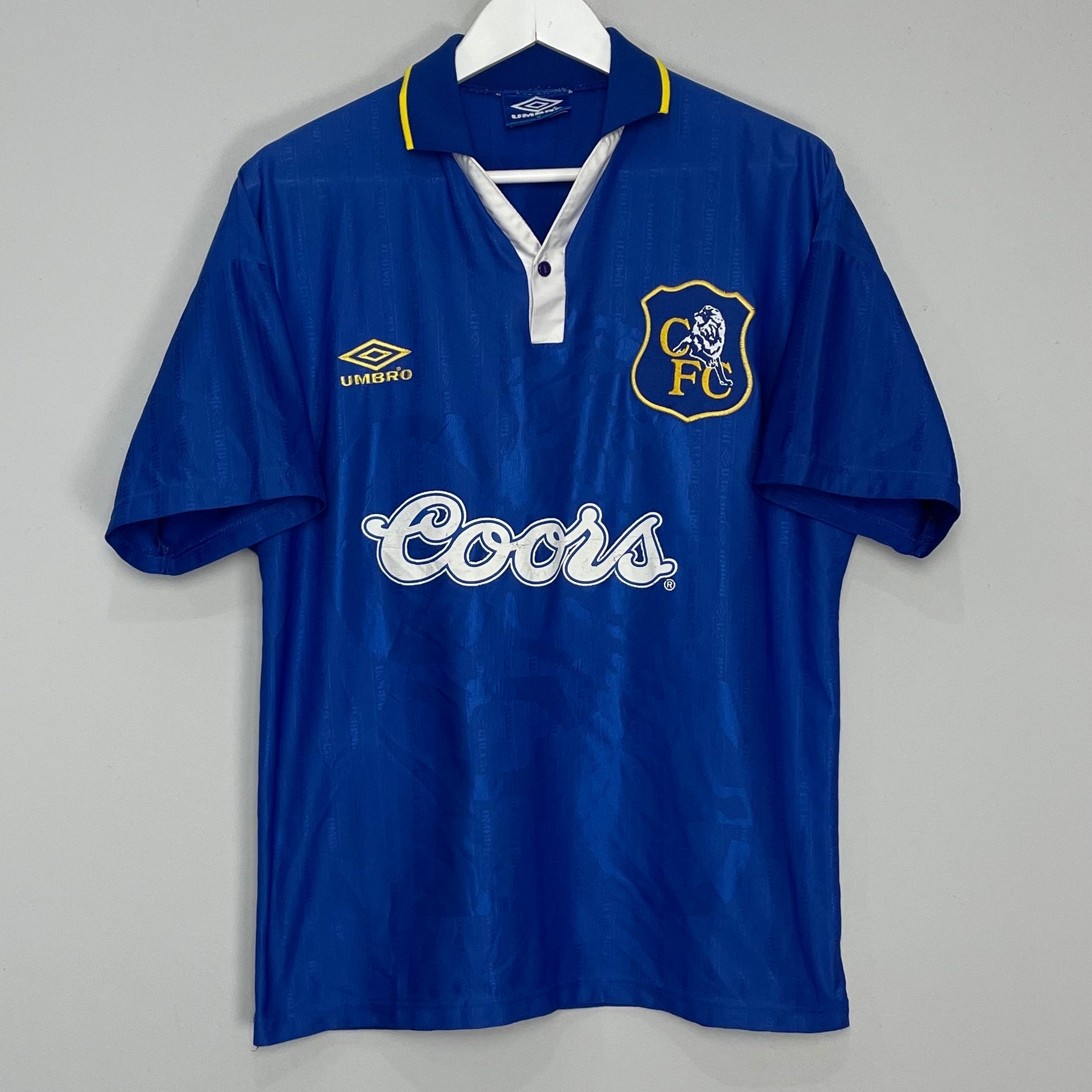 Shop 1995/97 CHELSEA HOME SHIRT (M) UMBRO, classic football shirts, vintage football shirts & retro soccer jerseys at Cult Kits