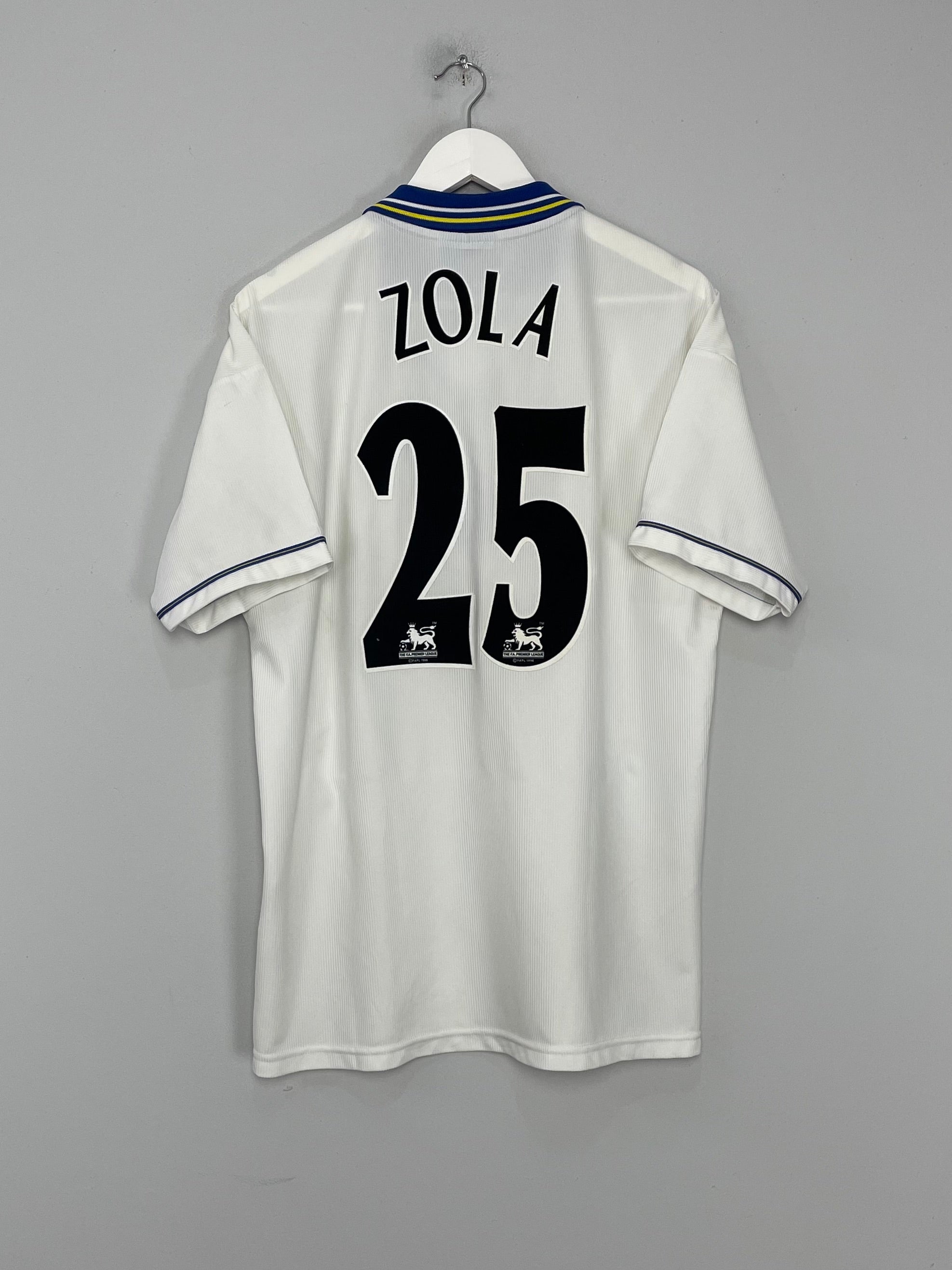 Shop 1998/00 CHELSEA ZOLA #25 AWAY SHIRT (L) UMBRO, classic football shirts, vintage football shirts & retro soccer jerseys at Cult Kits