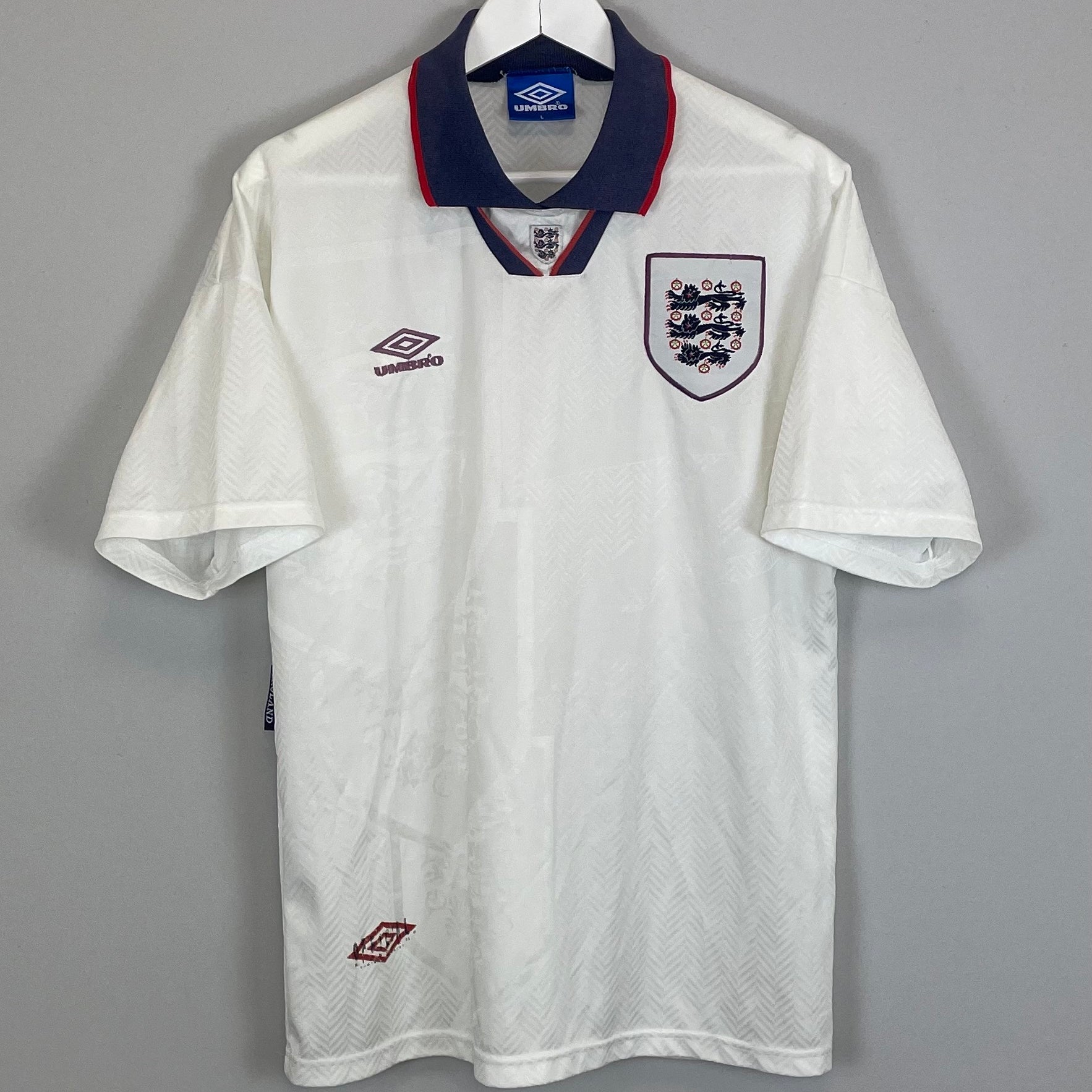 Shop 1993/95 ENGLAND HOME SHIRT (L) UMBRO, classic football shirts, vintage football shirts & retro soccer jerseys at Cult Kits