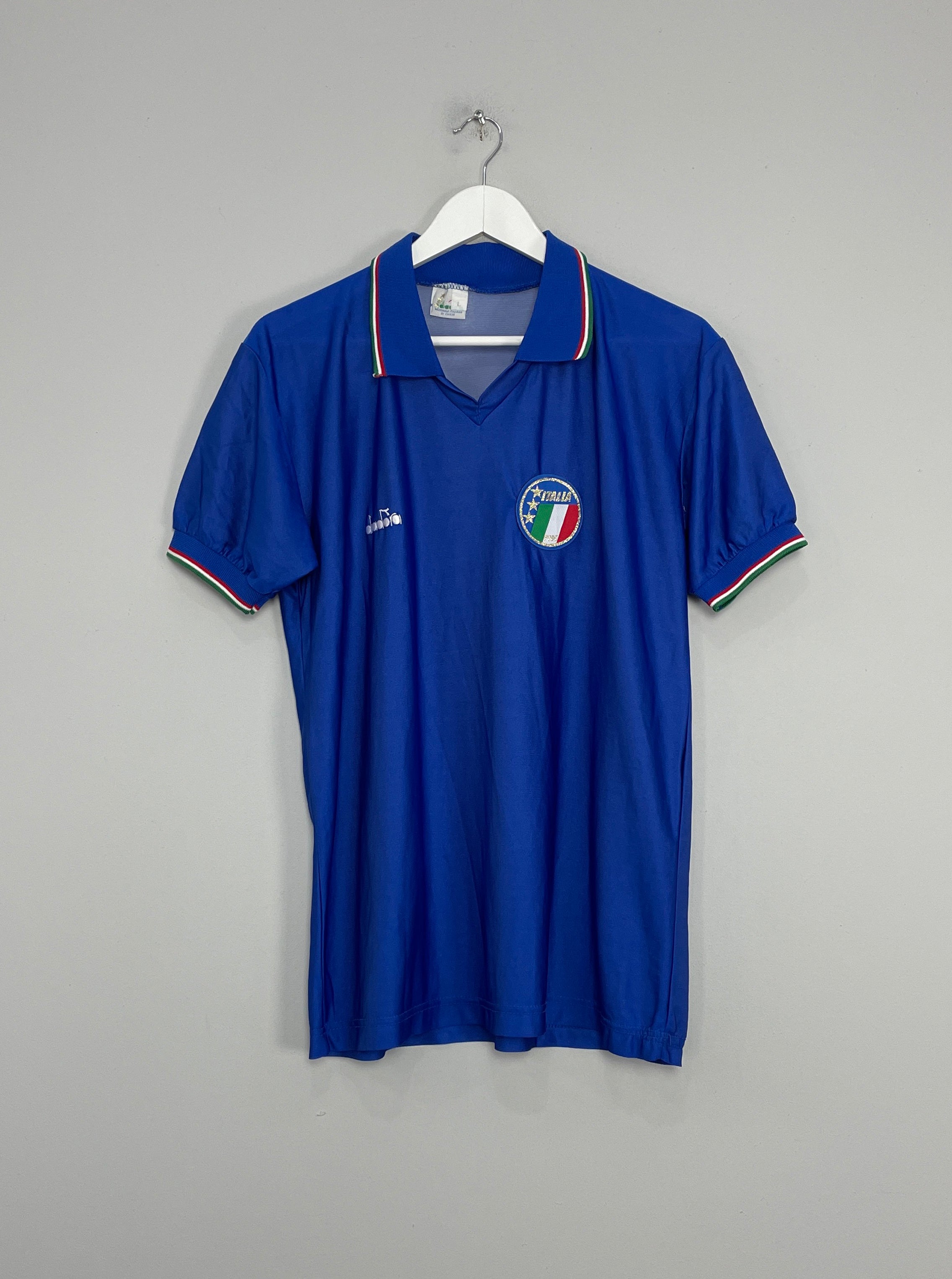 Shop 1990/91 ITALY #17 HOME SHIRT (L) DIADORA, classic football shirts, vintage football shirts & retro soccer jerseys at Cult Kits