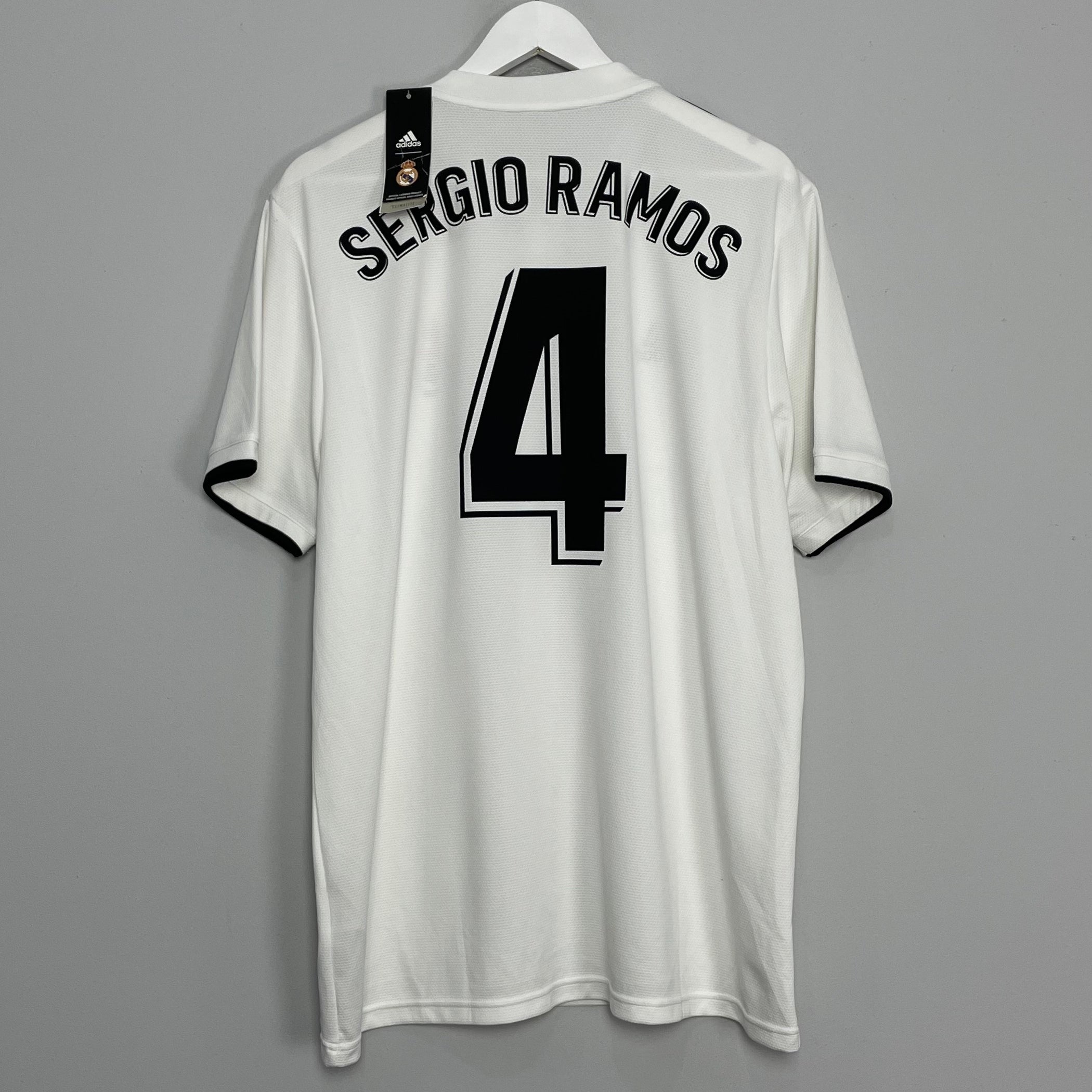 Shop 2018/19 REAL MADRID SERGIO RAMOS #4 *BNWT* HOME SHIRT (XL) ADIDAS, classic football shirts, vintage football shirts & retro soccer jerseys at Cult Kits