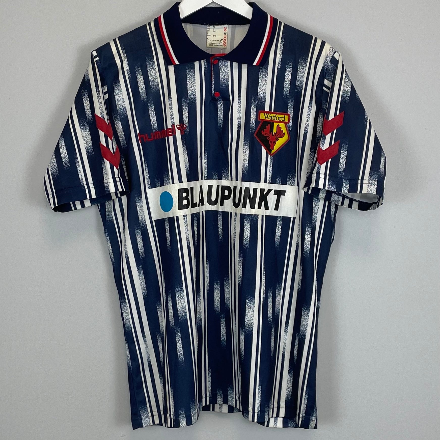 Shop 1993/95 WATFORD RAMAGE #6 *SIGNED* AWAY SHIRT (L) HUMMEL, classic football shirts, vintage football shirts & retro soccer jerseys at Cult Kits